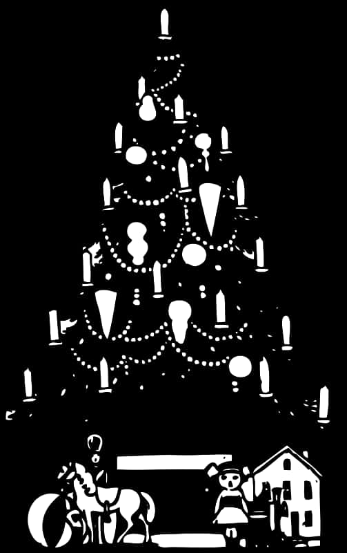 Silhuet juletræ og legetøj Wallpapers