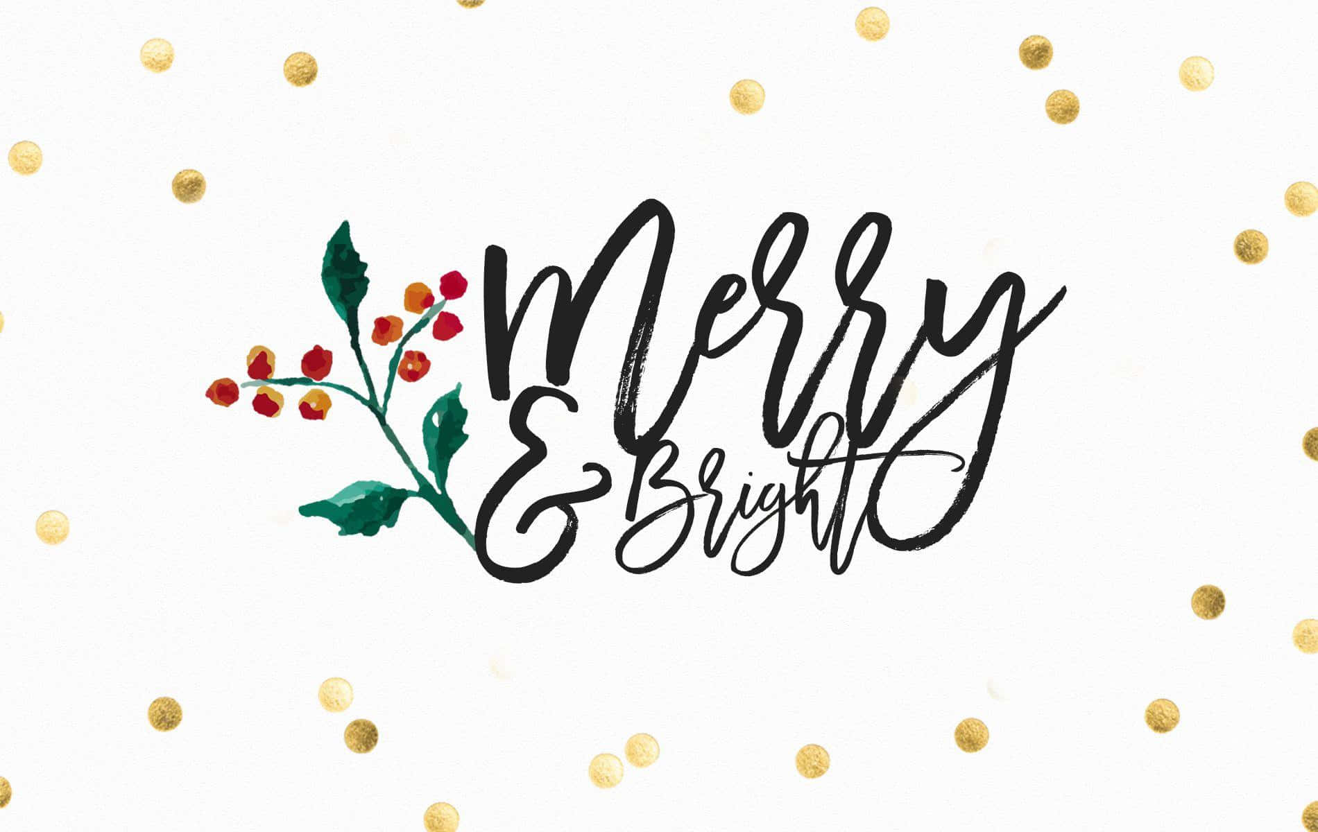 Simpel Merry And Bright Julehilsning iPad Wallpapers