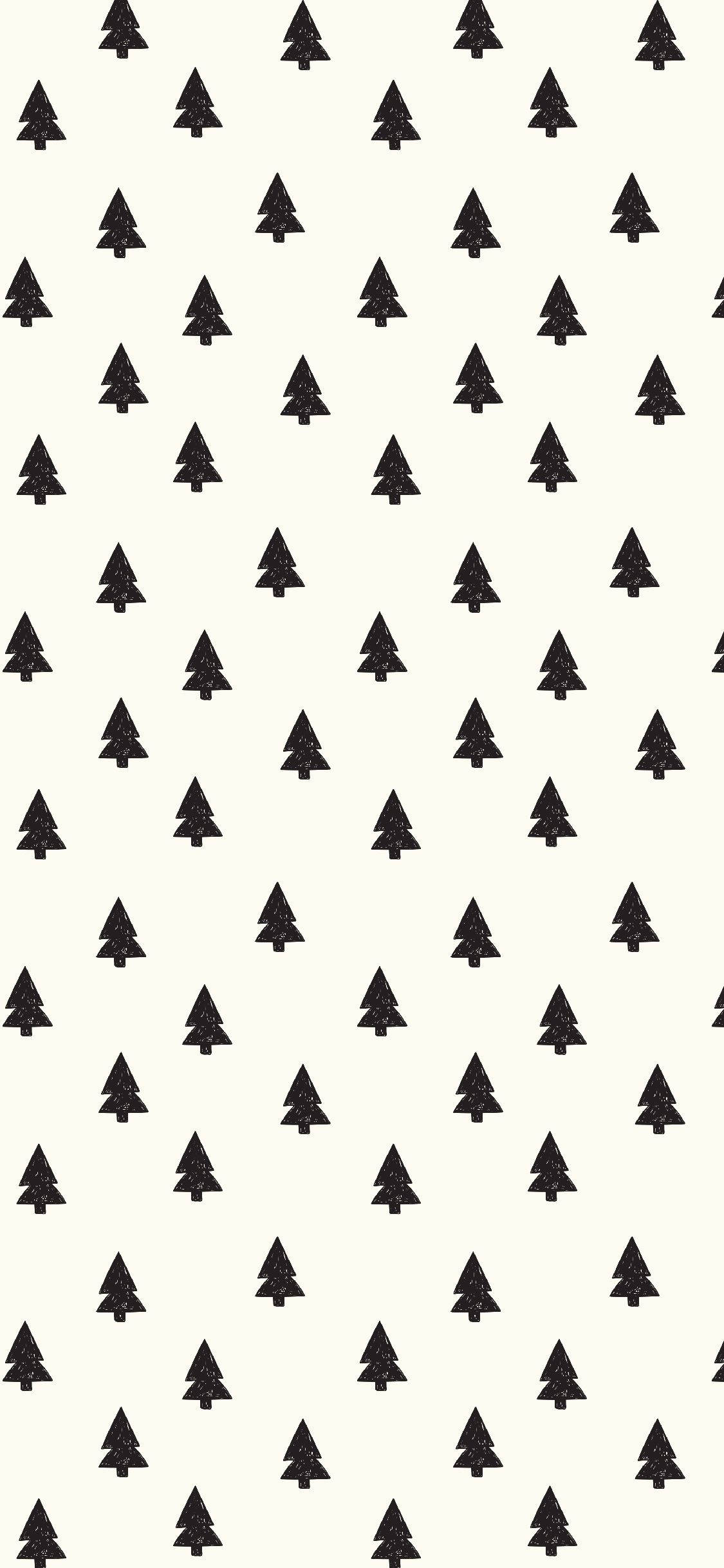 Simpel sød jul iPhone sorte træer Wallpapers