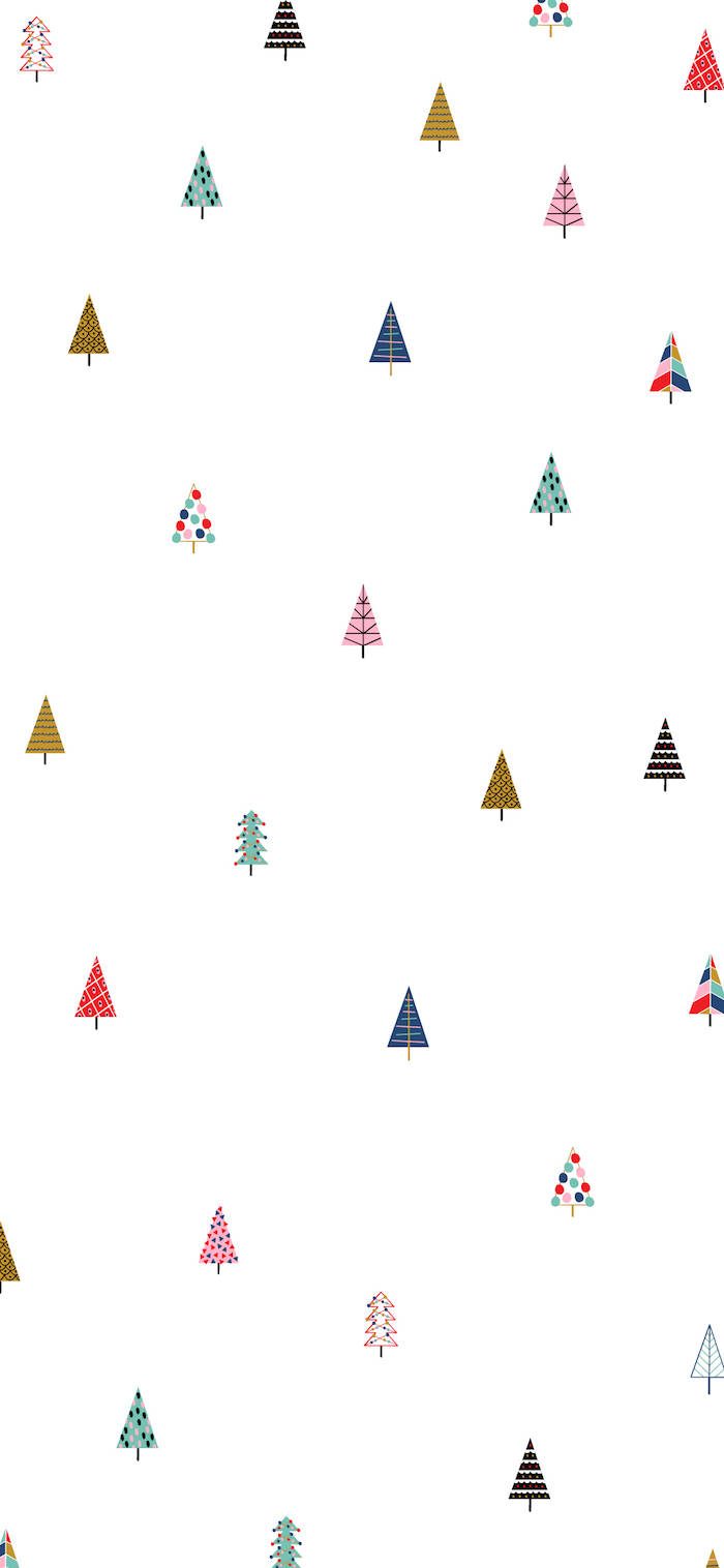 Simpel sød jul iPhone farverigt træ ikoner Wallpapers