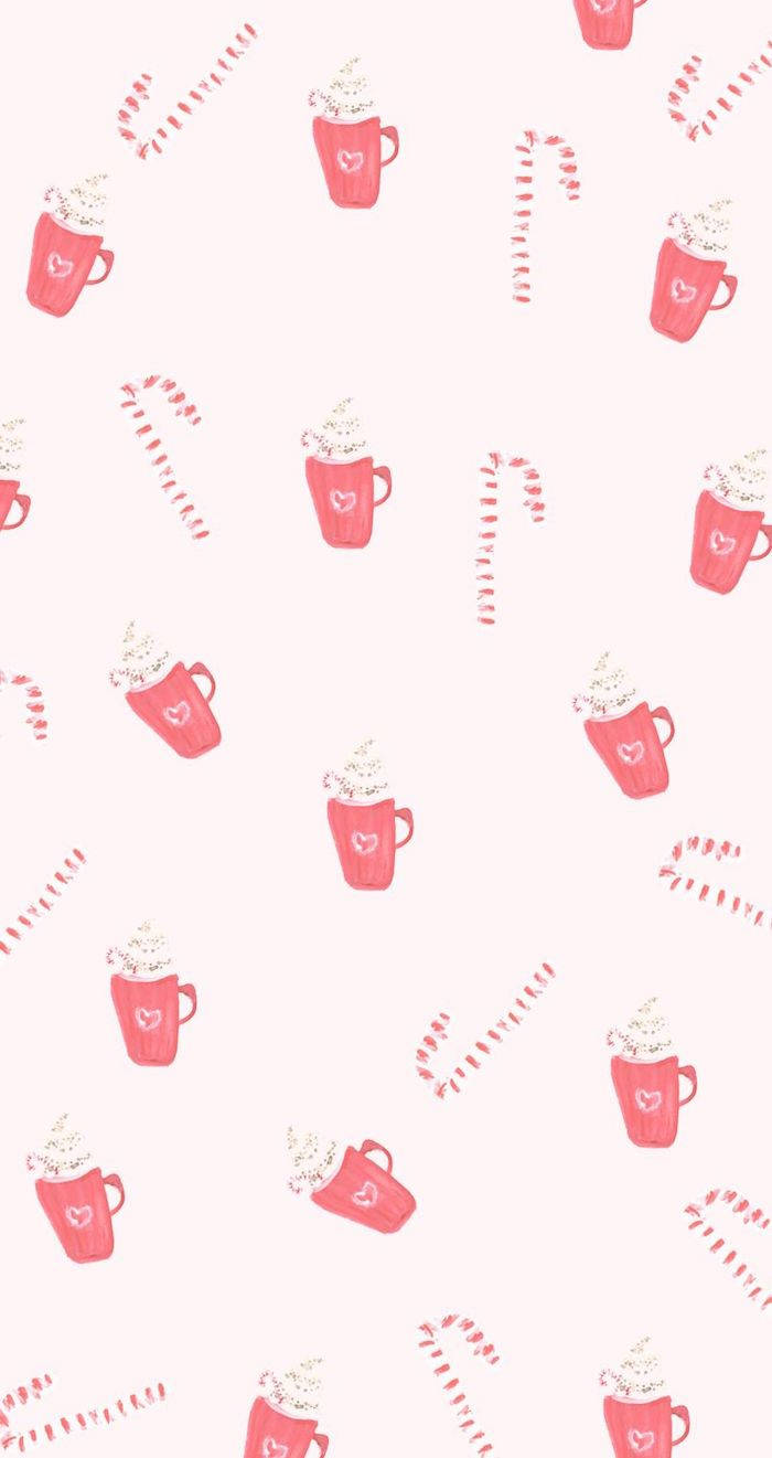 Simpel sød jule-iPhone med slikstokker og krus Wallpapers