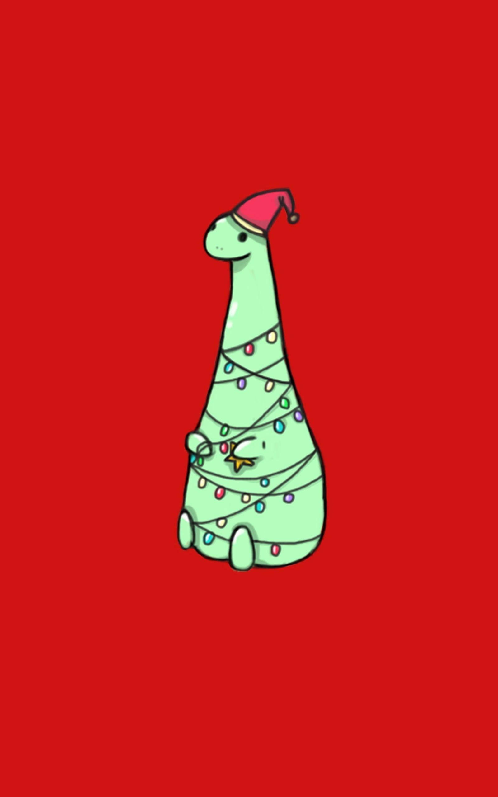 Simpelt sødt jule-iPhone grøn dinosaur Wallpapers