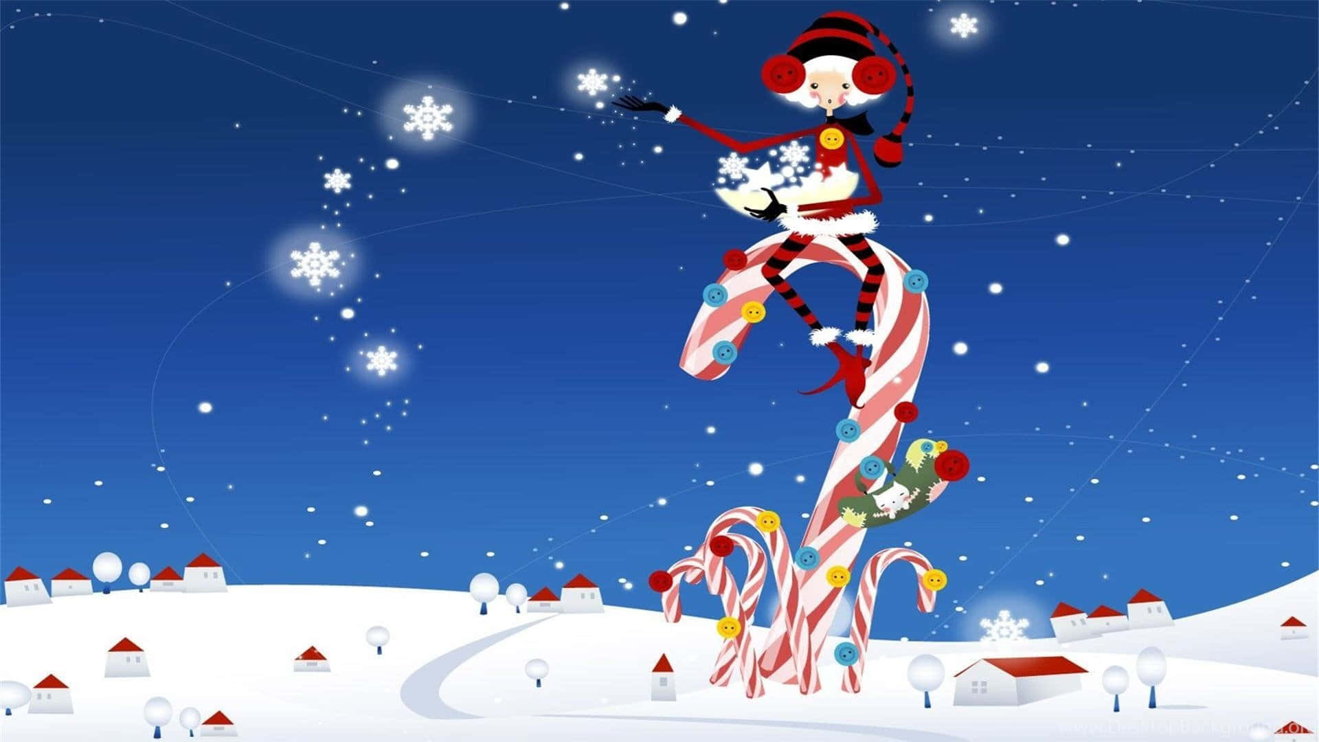 Sjov julebaggrund til Zoom med slikstangland Wallpapers