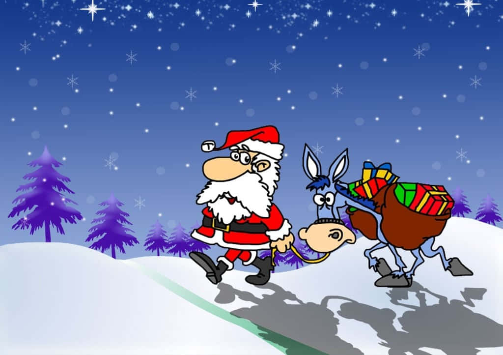 Sjov julefest med julemanden og venner Wallpapers