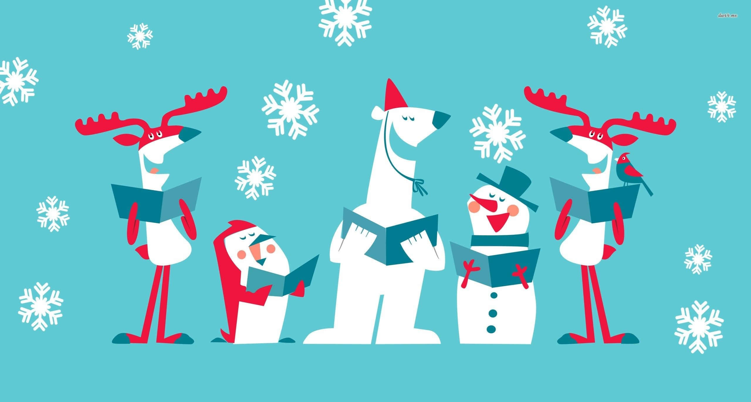 Sjov julefest med julemanden og venner Wallpapers
