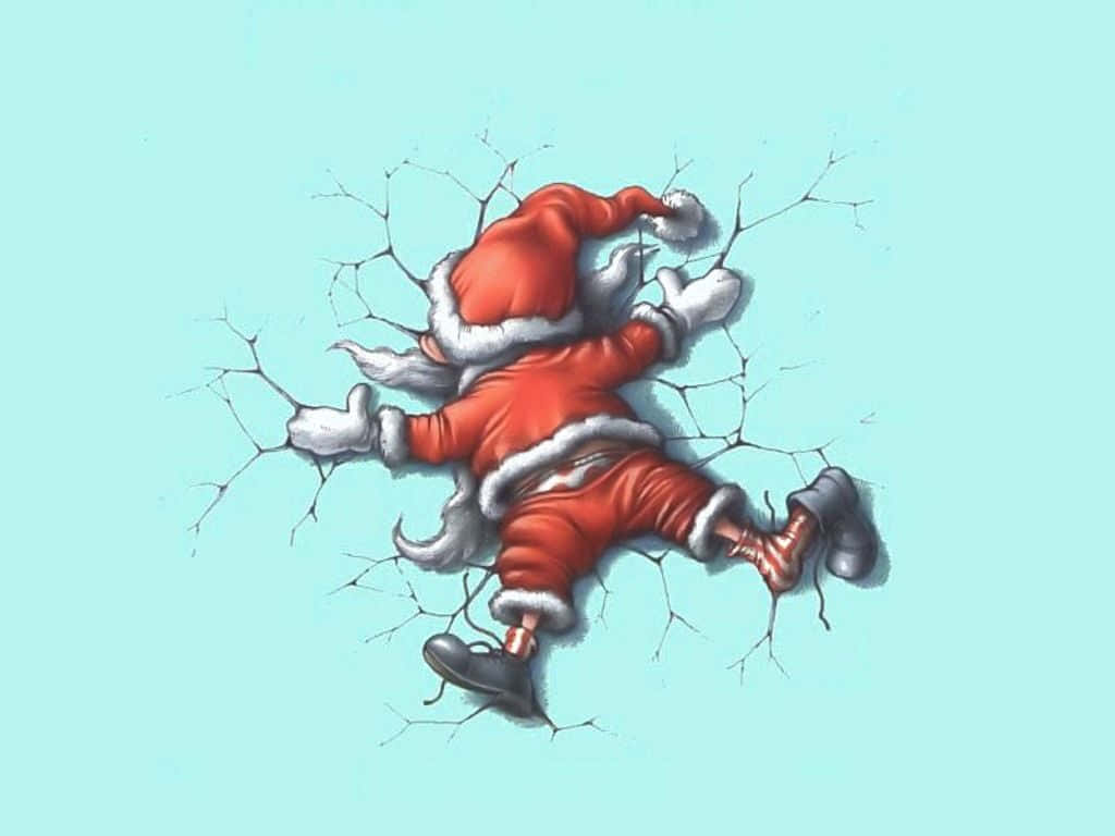 Sjov julemand og rensdyr i juleøjeblik Wallpapers
