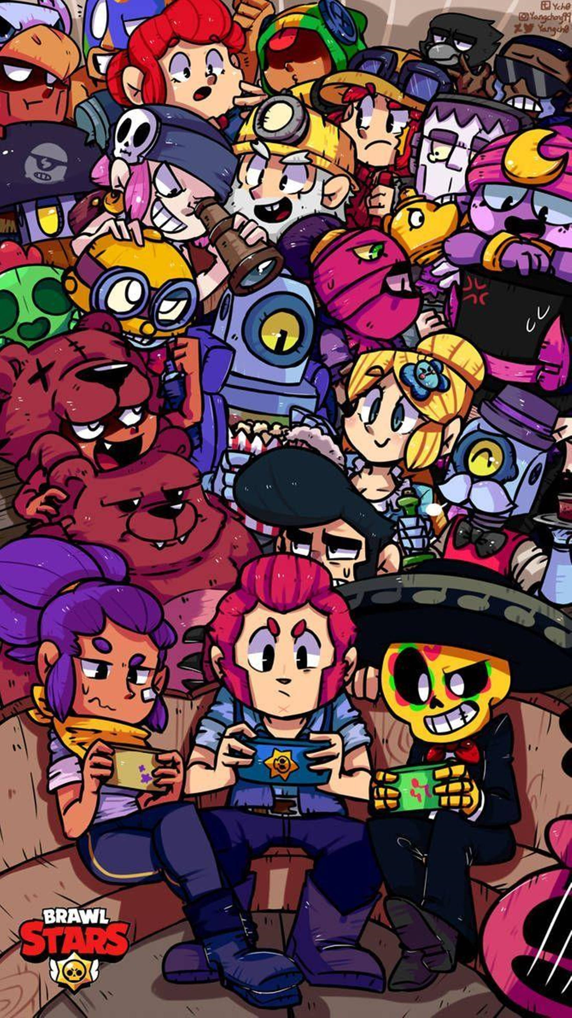 Sjove figurer fra MOBA-spillet Brawl Stars 4K Wallpapers