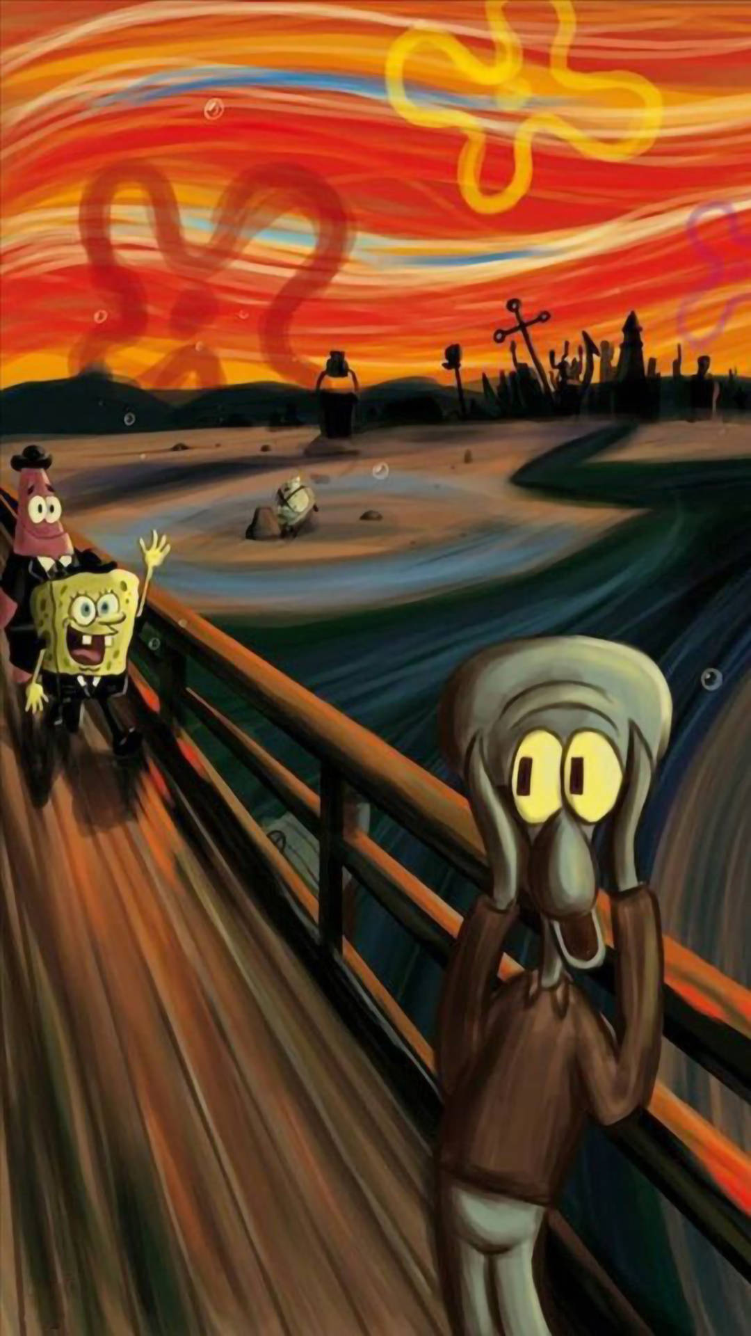 Sjovt Squidward Skrig Æstetik Wallpapers