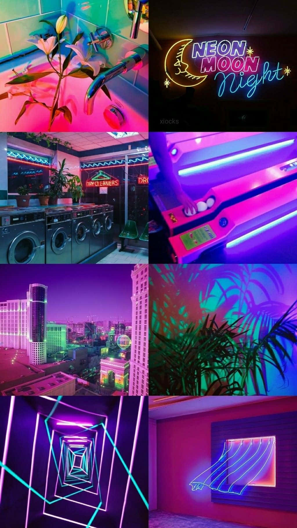 Skab et smukt, futuristisk landskab med den perfekte neonlysæstetik-baggrund Wallpapers