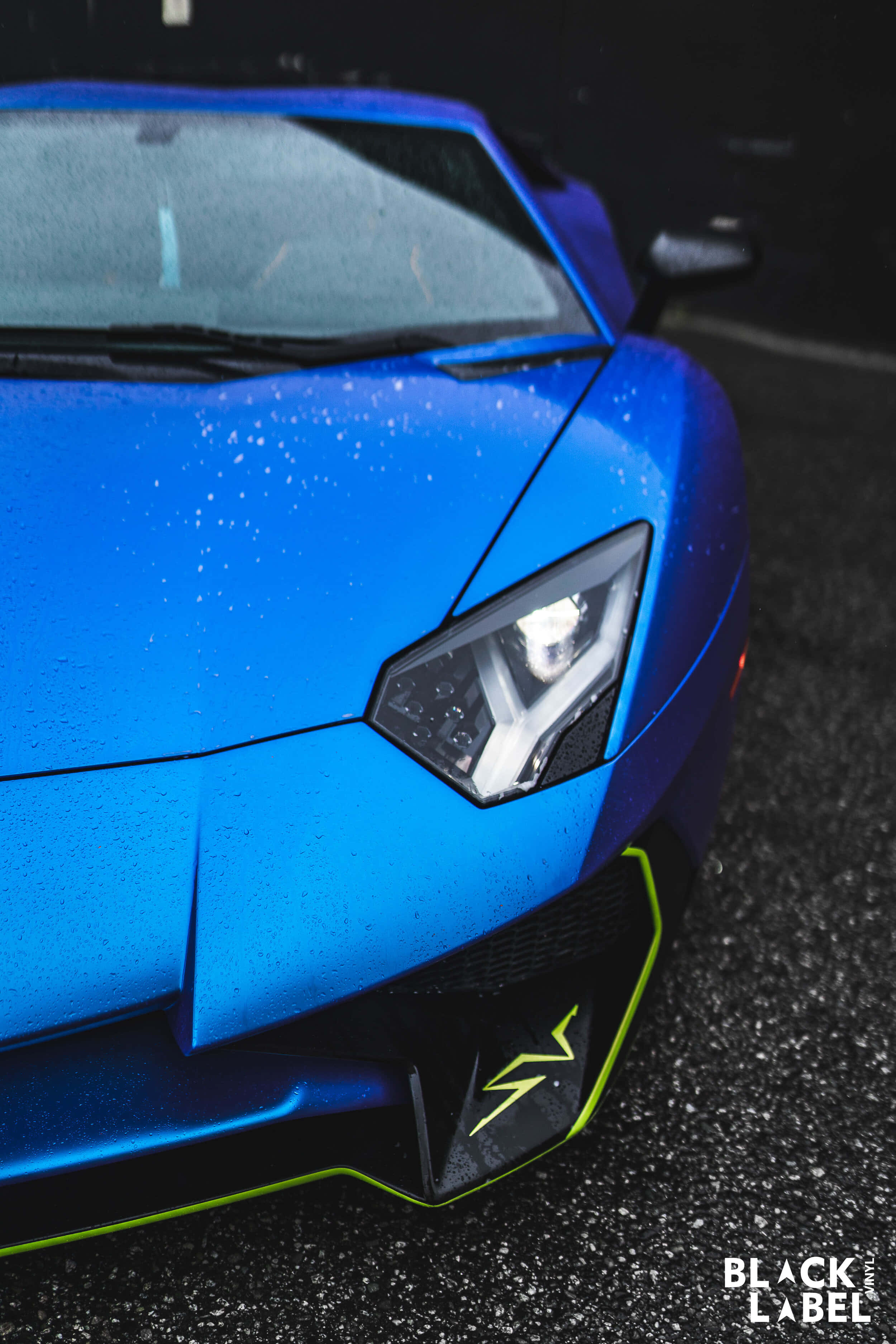 Skarp i en blå Lamborghini. Wallpapers
