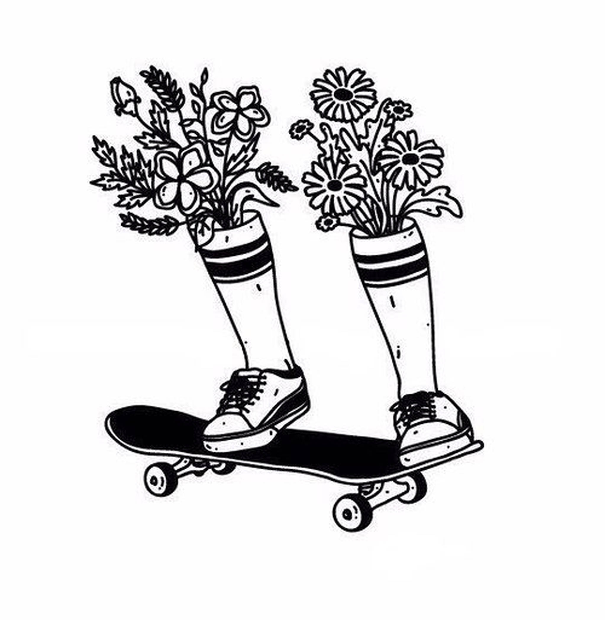 Skater Boy Æstetisk Doodle Wallpapers