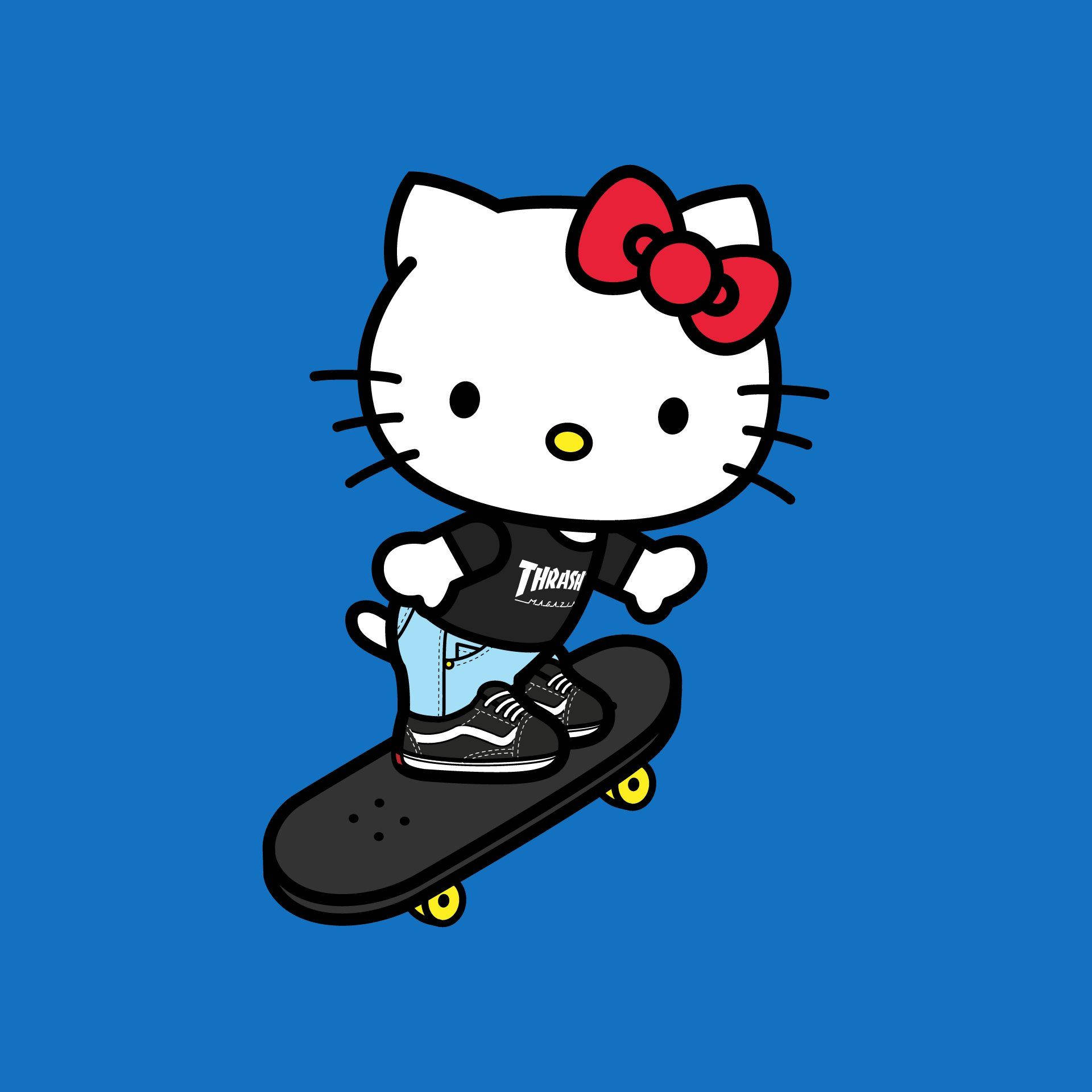 Skøjtende tegneseriefigur Hello Kitty PFP Wallpapers