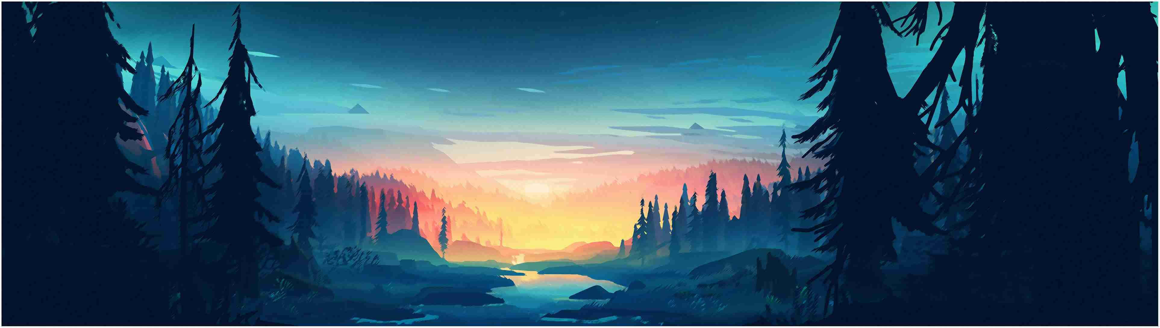 Skov HD skærmbillede til dobbelt skærm Wallpapers