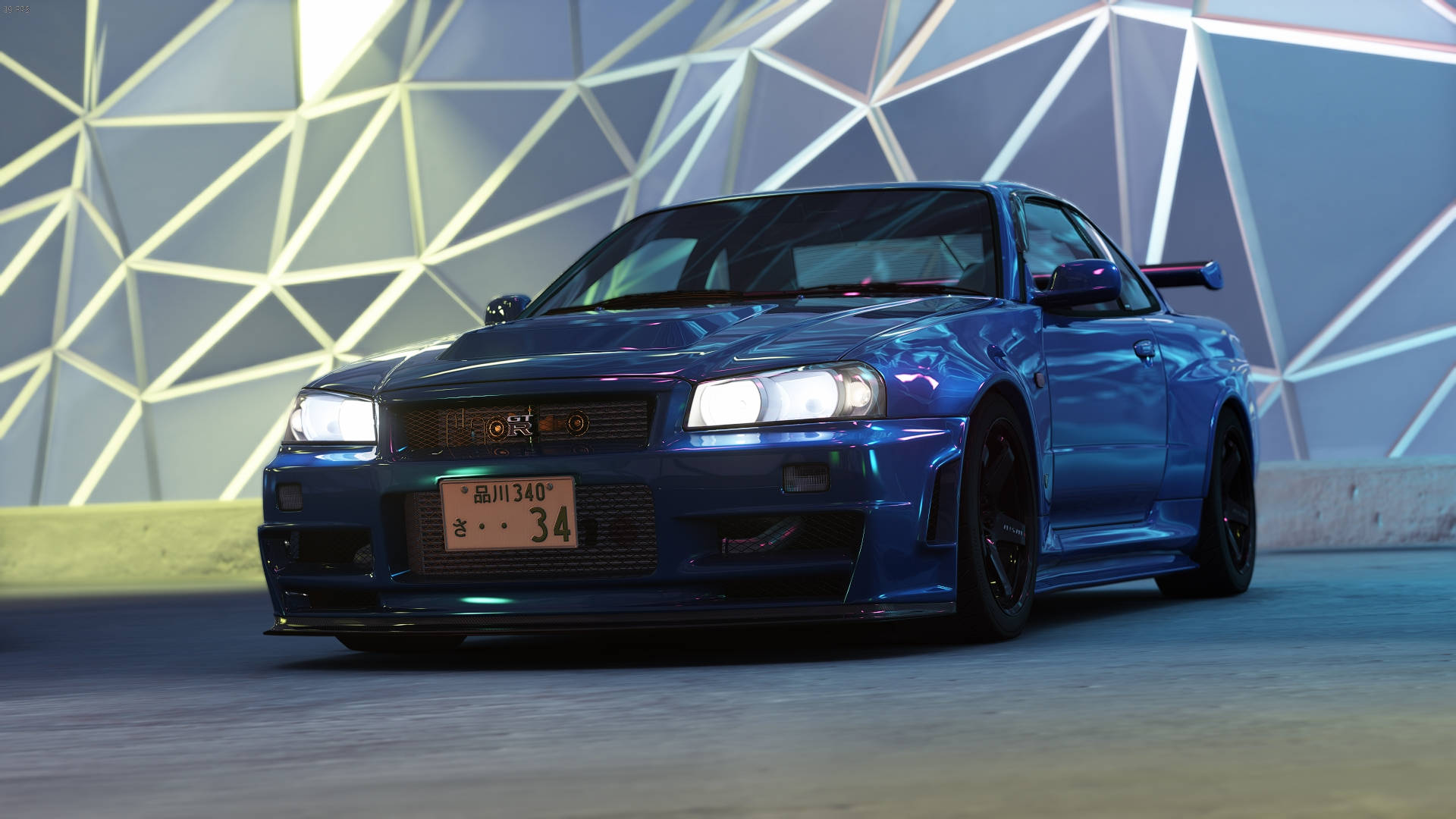 Skræddersyet blå Nissan Skyline GTR R34 Wallpapers