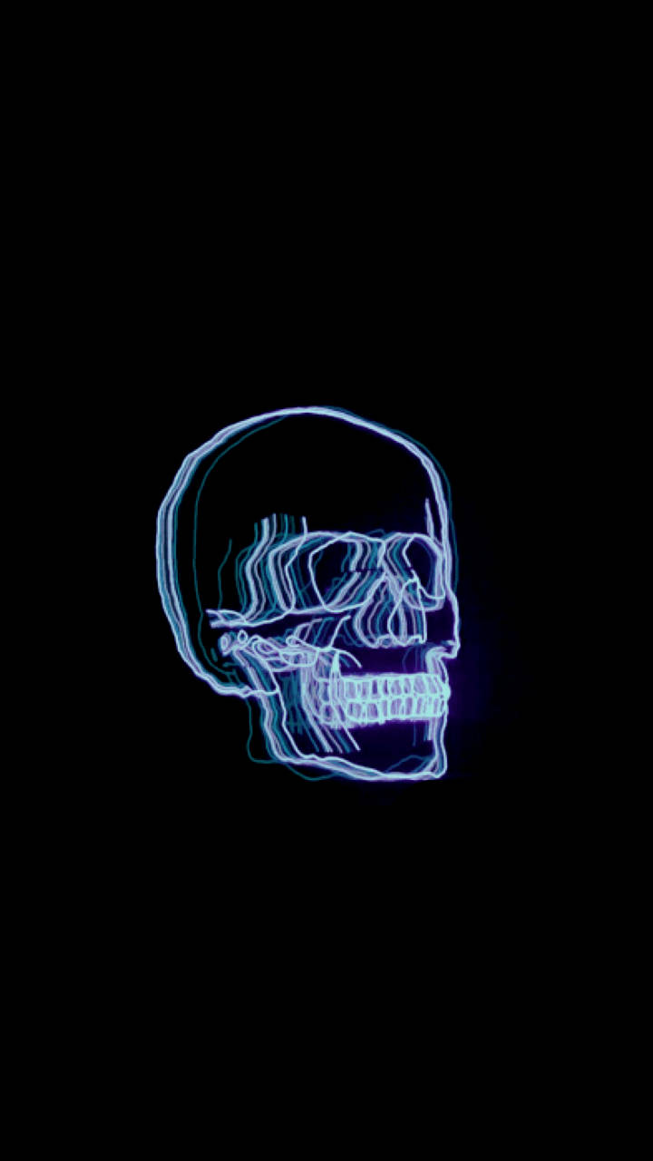 Skull Neon Aesthetic Mørkeblå HD Wallpapers