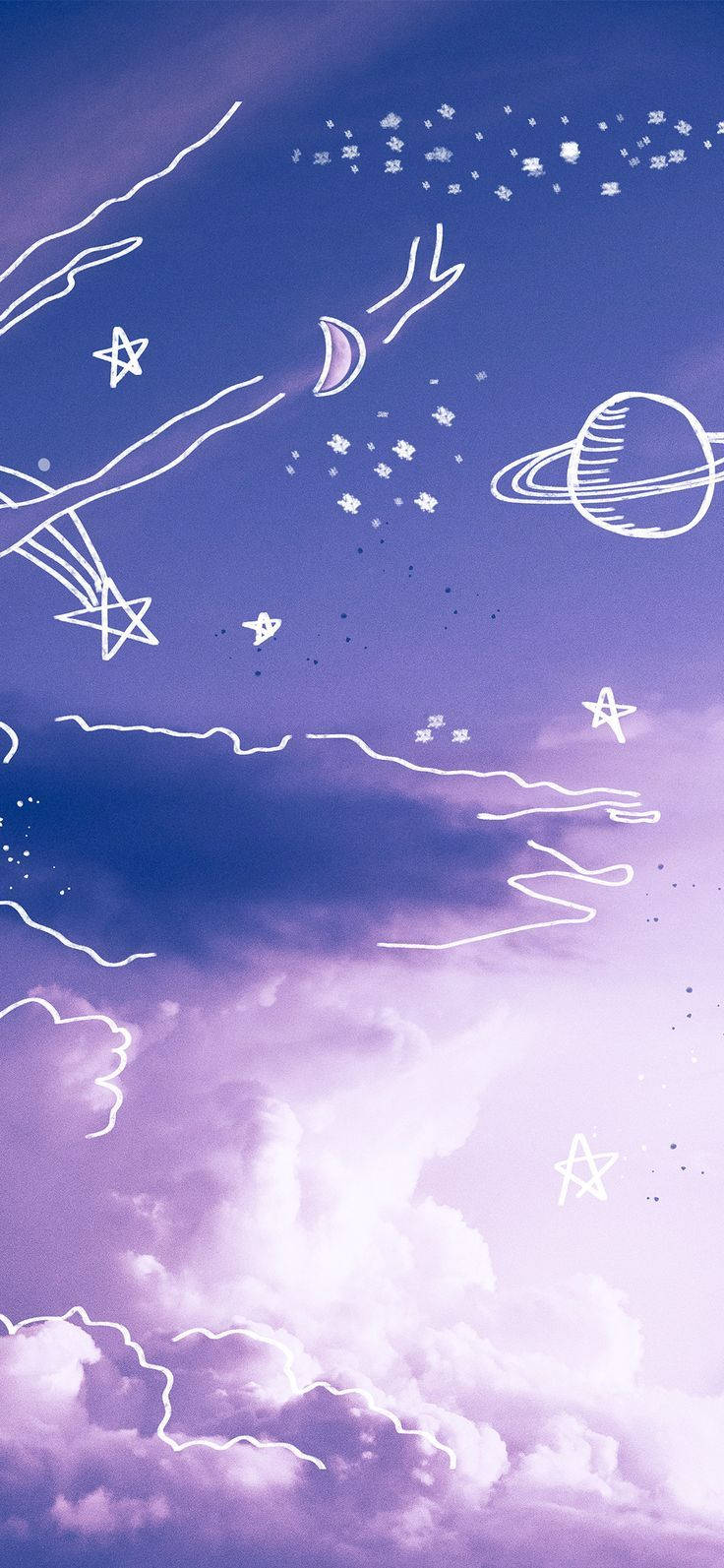 Skyer og planeter pastel lilla Tumblr Wallpapers