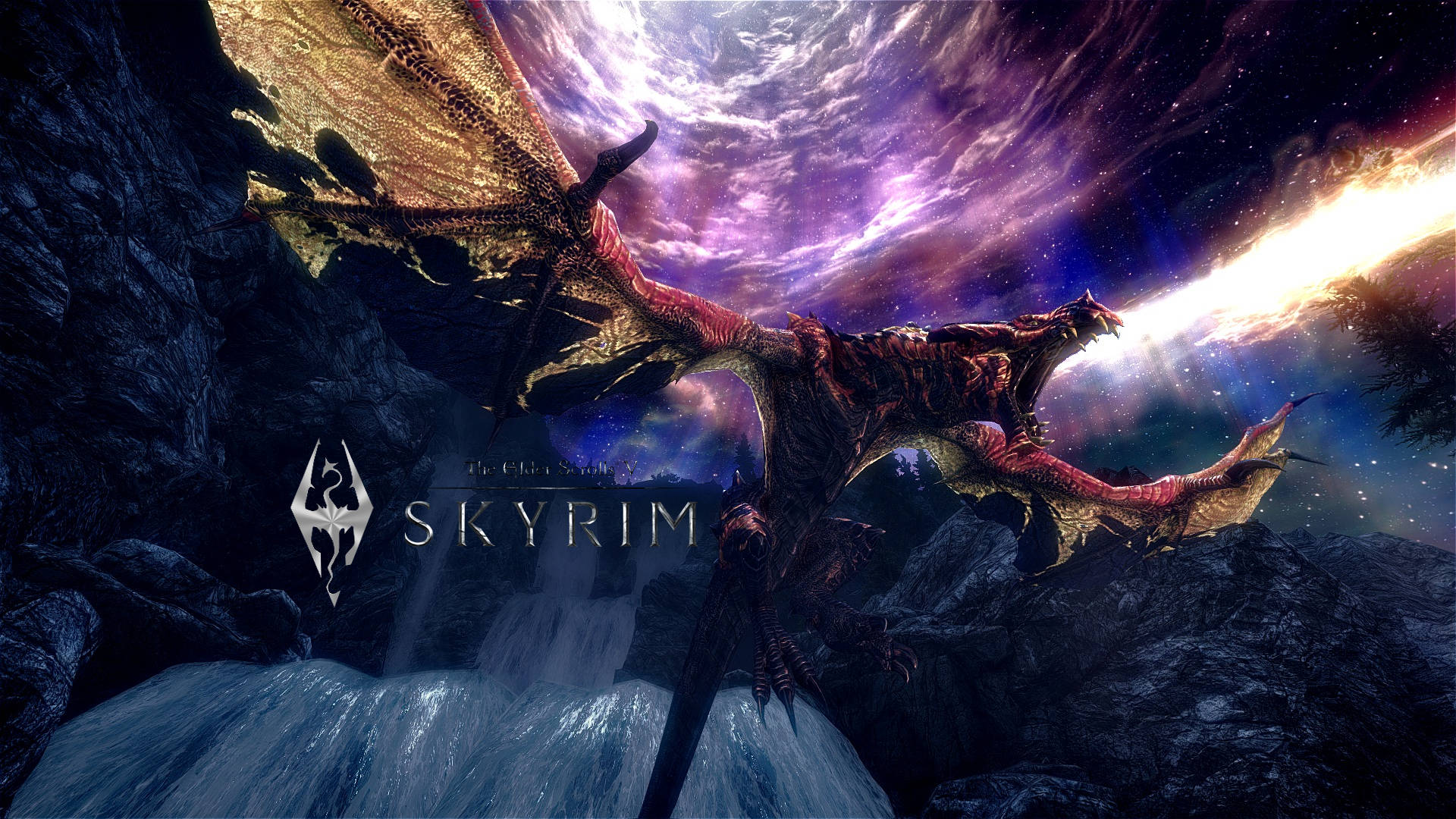 Skyrim 4K Drage, der spyr ild Wallpapers