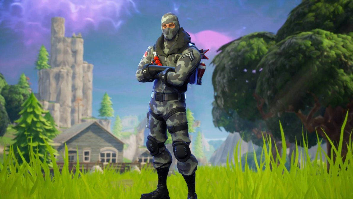 En karakter i Havoc-skind i Fortnite spil wallpaper. — Fortnite Wallpapers