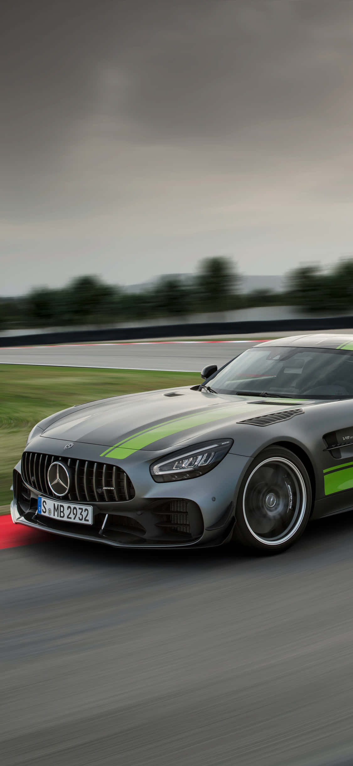 Sølv Grøn iPhone Xs Mercedes Amg Baggrund Wallpapers