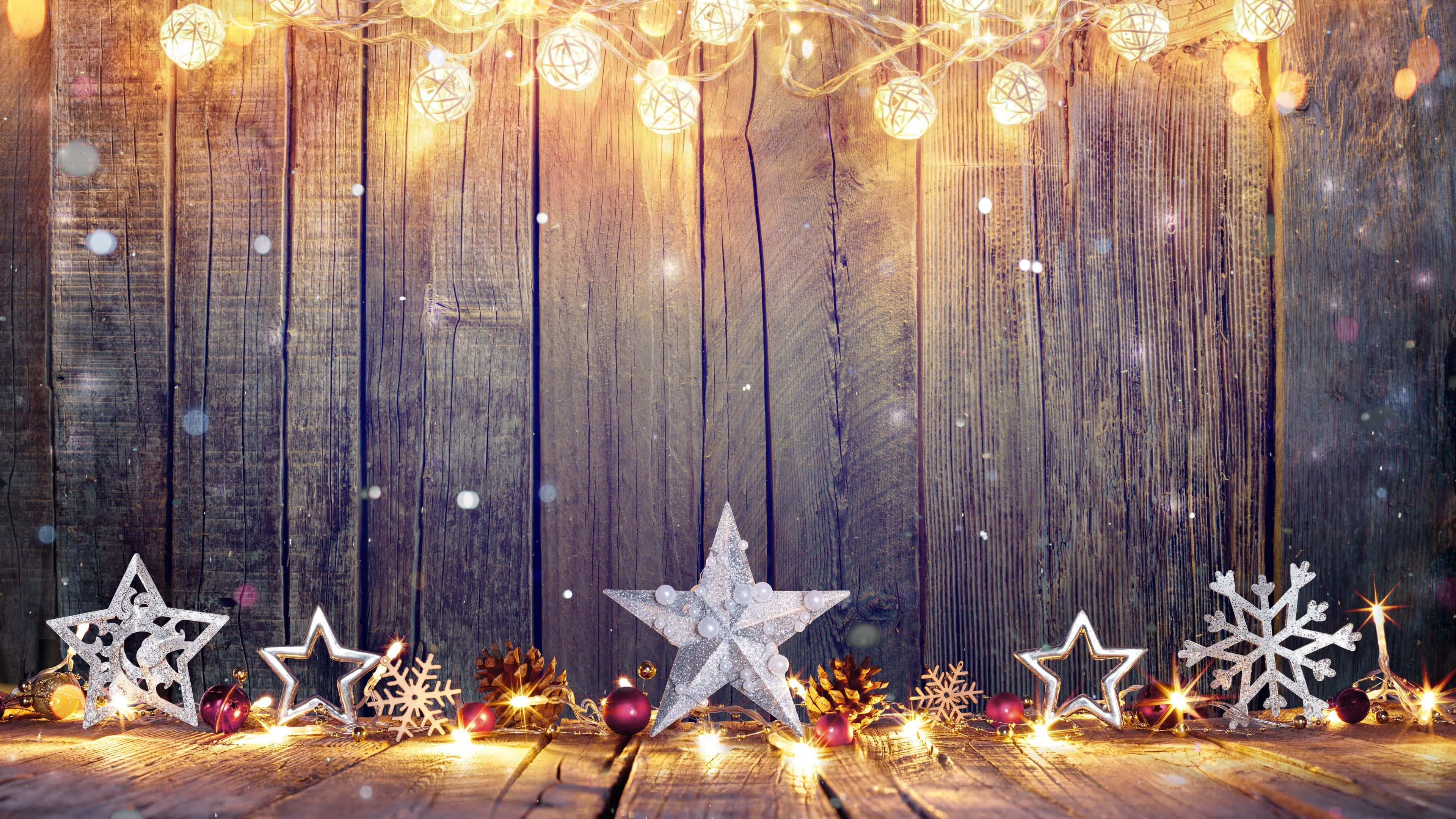 Sølvstjerner julebaggrund i høj opløsning Wallpapers
