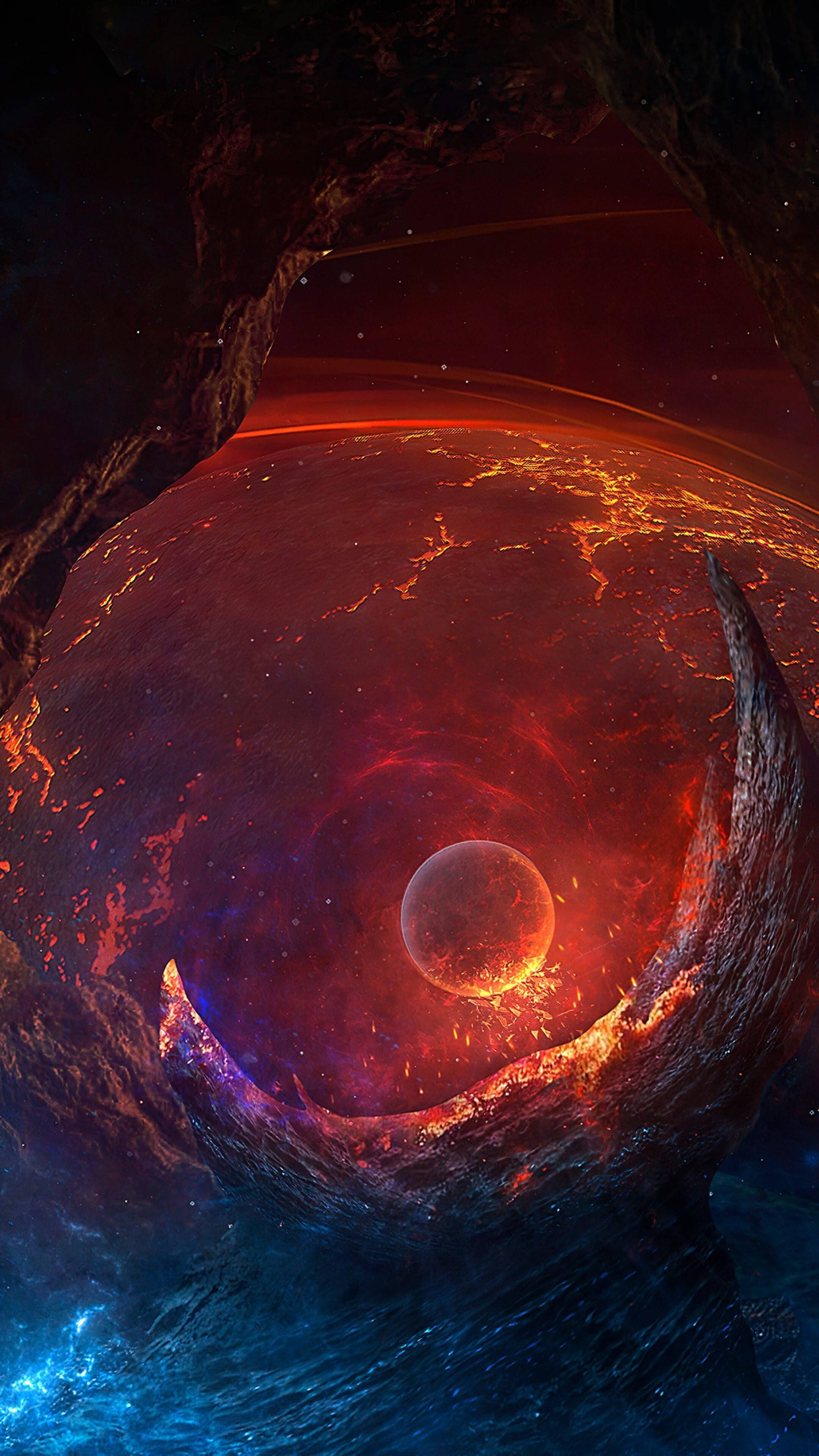 Smeltende planet i rummet 4K telefon Wallpapers
