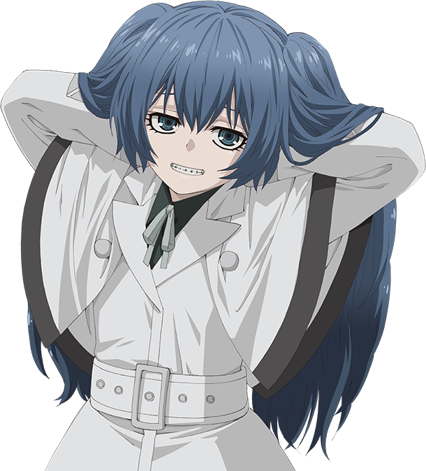 Smilende anime-figur med blåt hår Wallpapers
