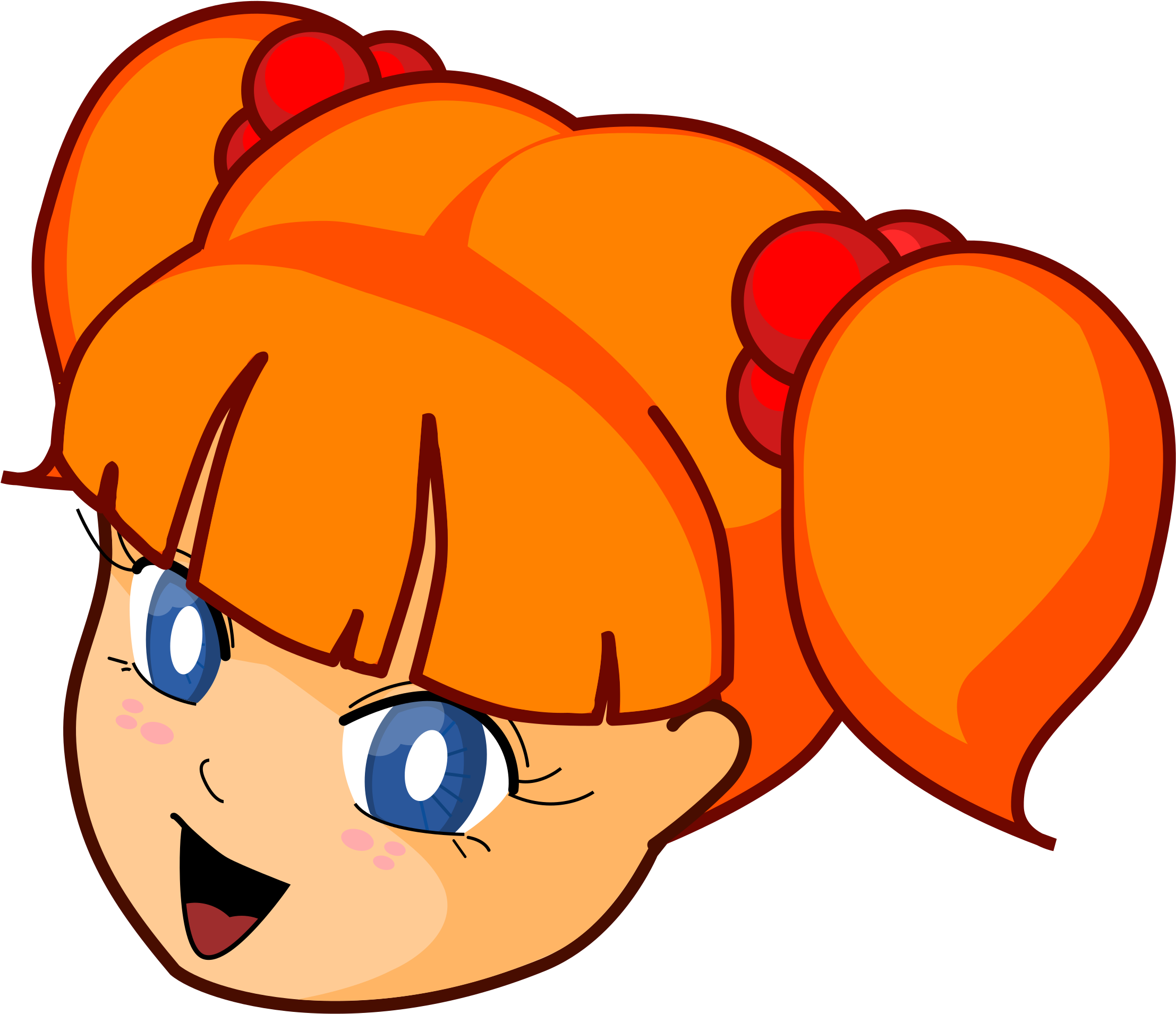 Smilende animeret rødhåret pige.PNG Wallpapers