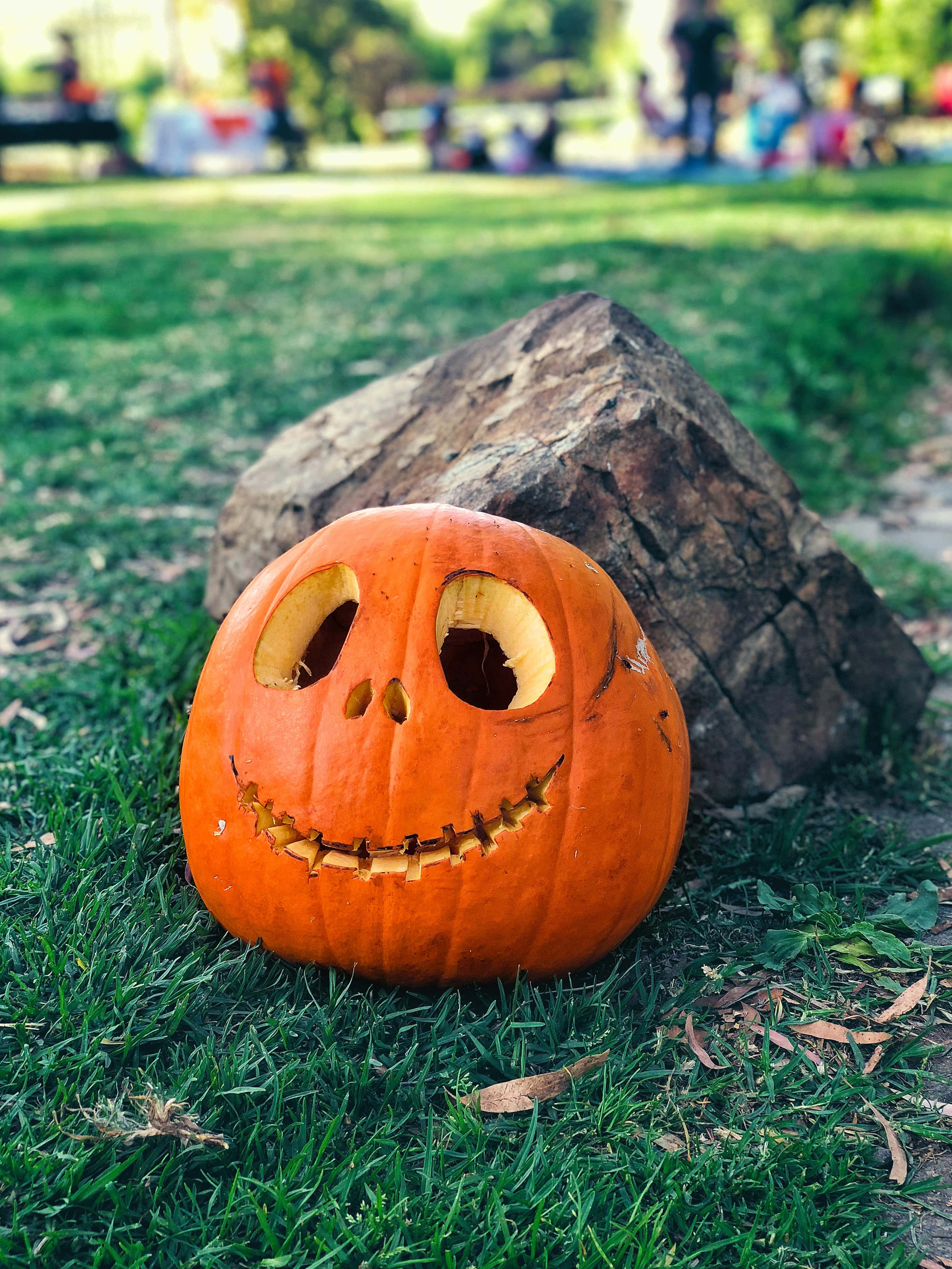 Smilende græskar i høj opløsning til Halloween-baggrund Wallpapers
