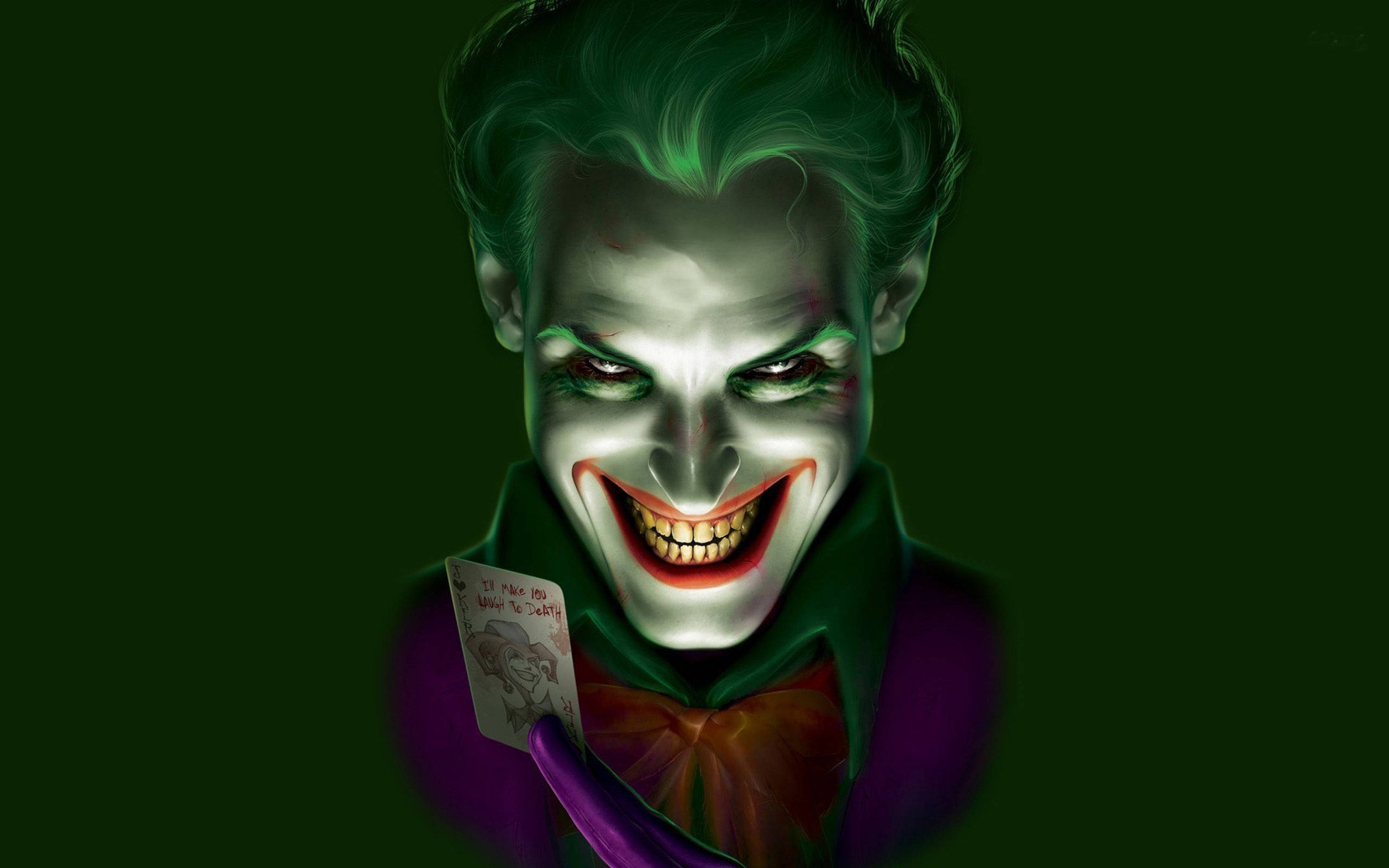 Smilende Joker Med Grønt Hår Wallpapers