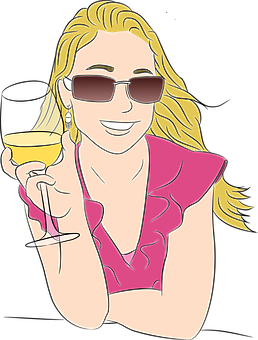 Smilende kvinde med vinglas illustration Wallpapers