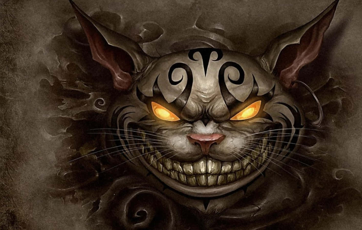 Smilende skælmsk fylder Cheshire-katten rummet med sin drilske charme. Wallpapers