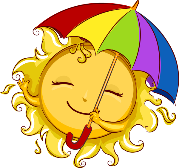 Smilende sol med paraply Wallpapers