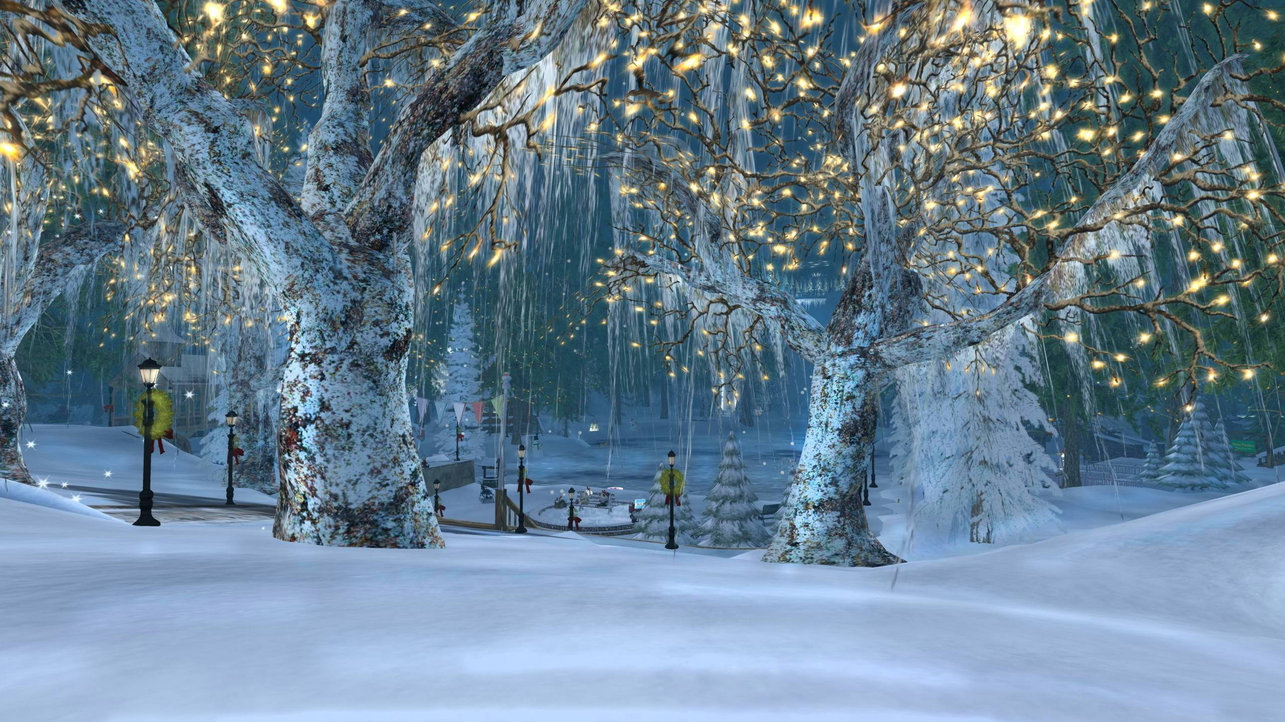 Smuk juleanimation med træer i sne Wallpapers