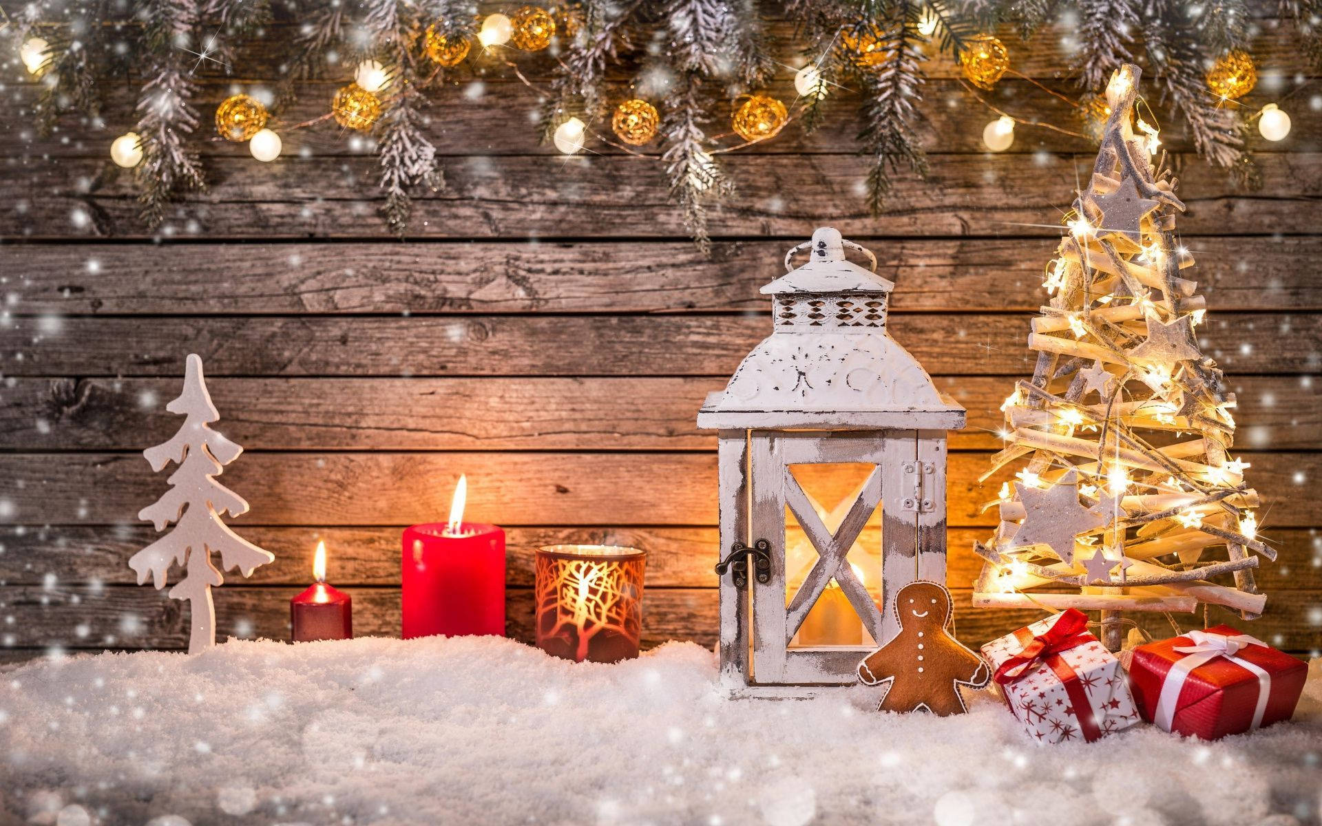 Smuk julelygte i hvid Wallpapers
