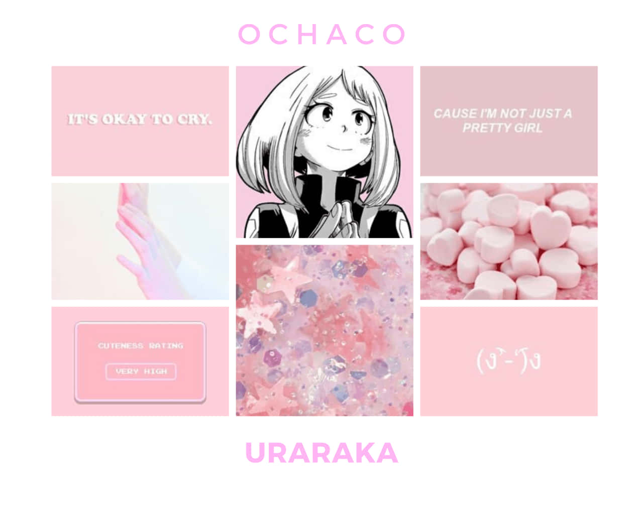 Smuk lyserød Uraraka æstetik Wallpapers