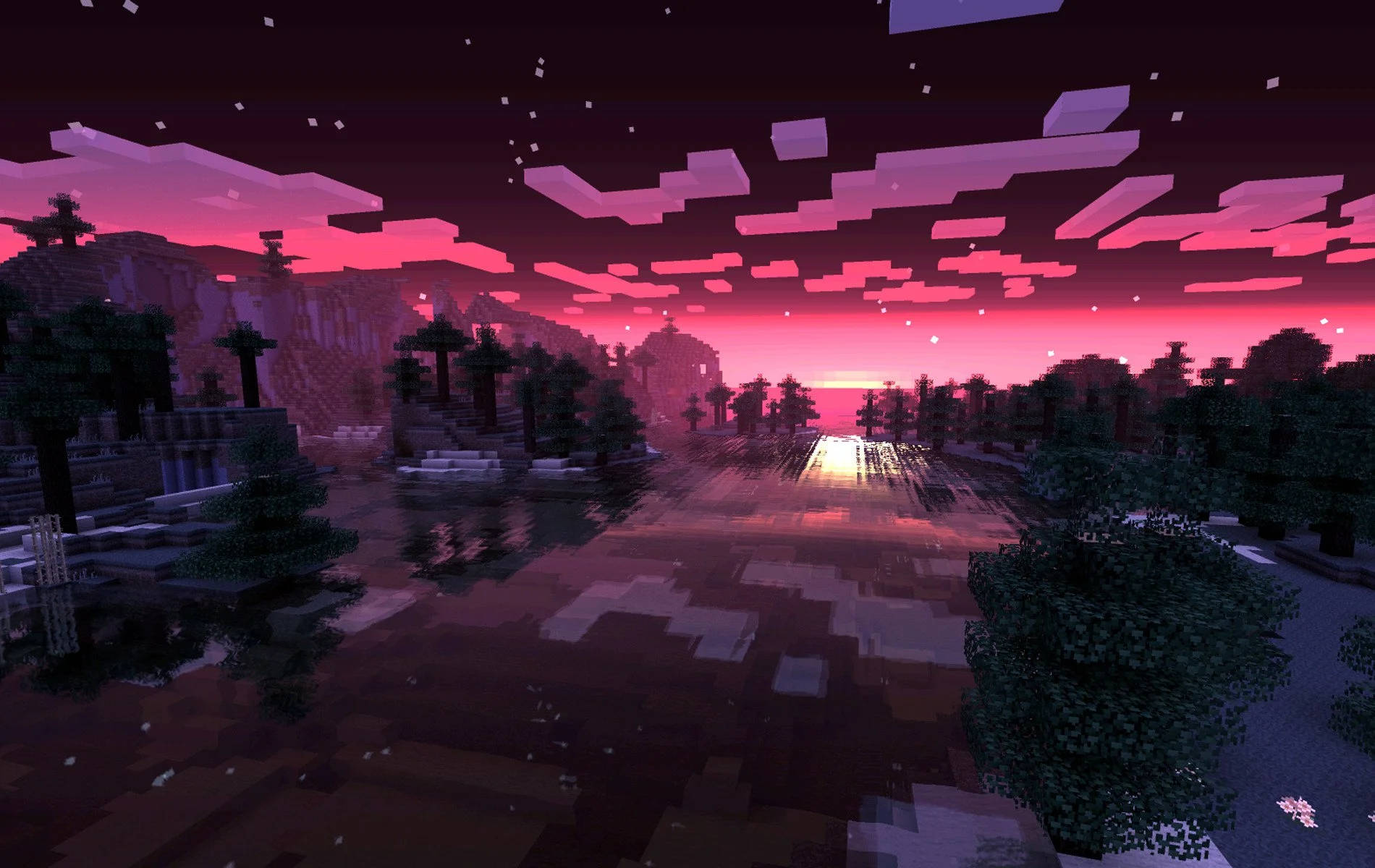 Smuk Minecraft lyserød himmel Wallpapers