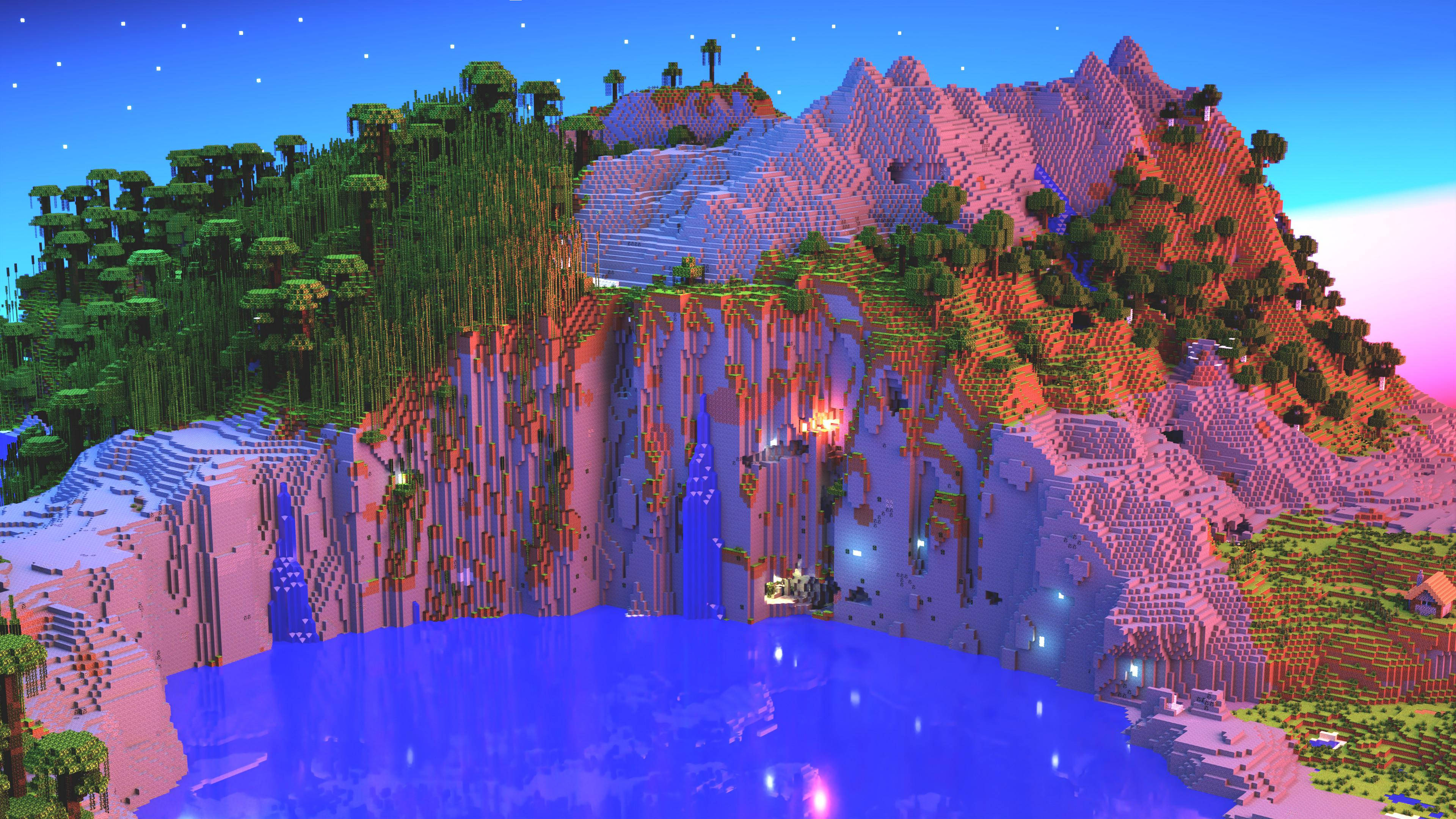 Smuk pink Minecraft-bjerg Wallpapers