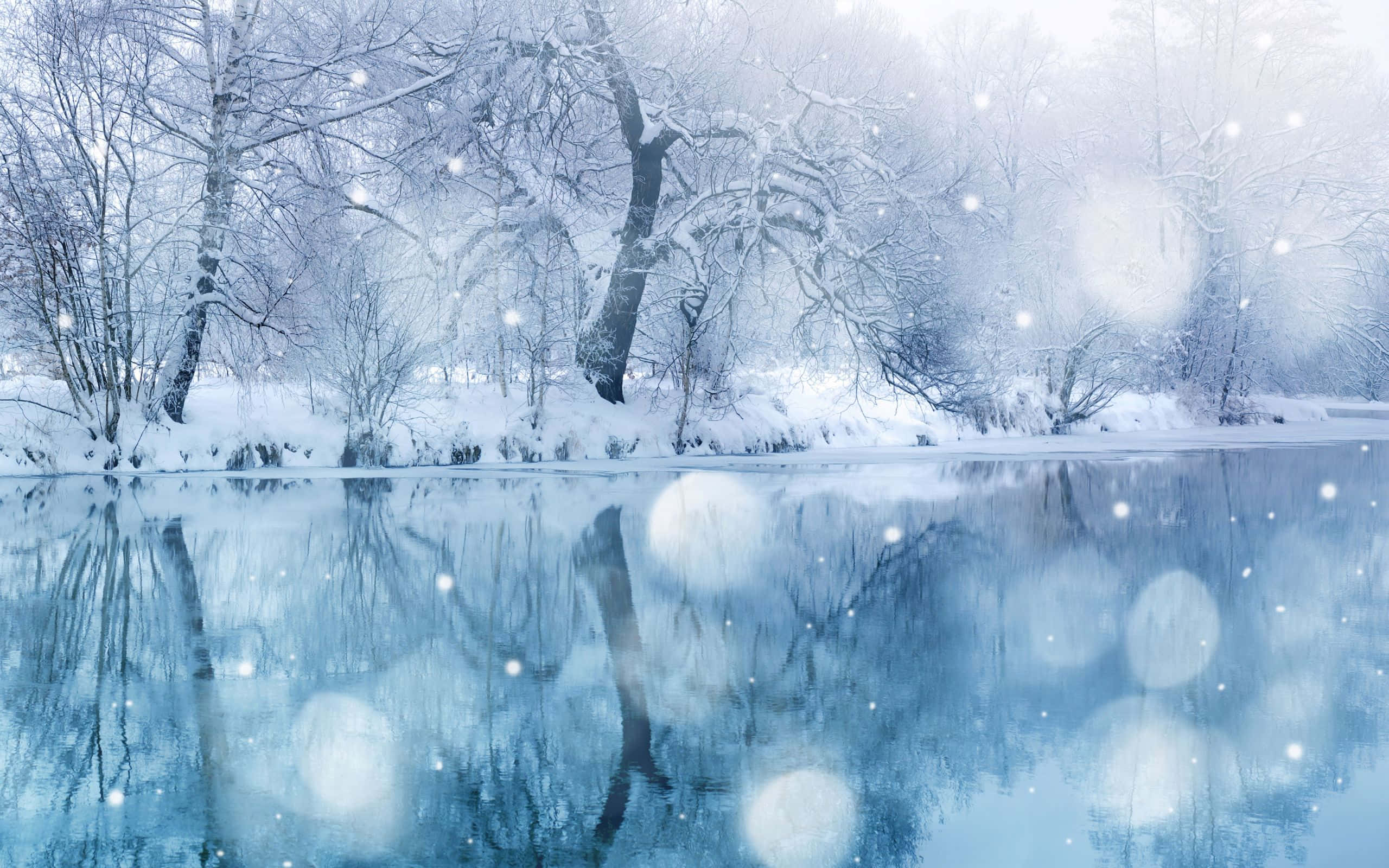 Smuk snefald i vinterlandskab baggrund Wallpapers