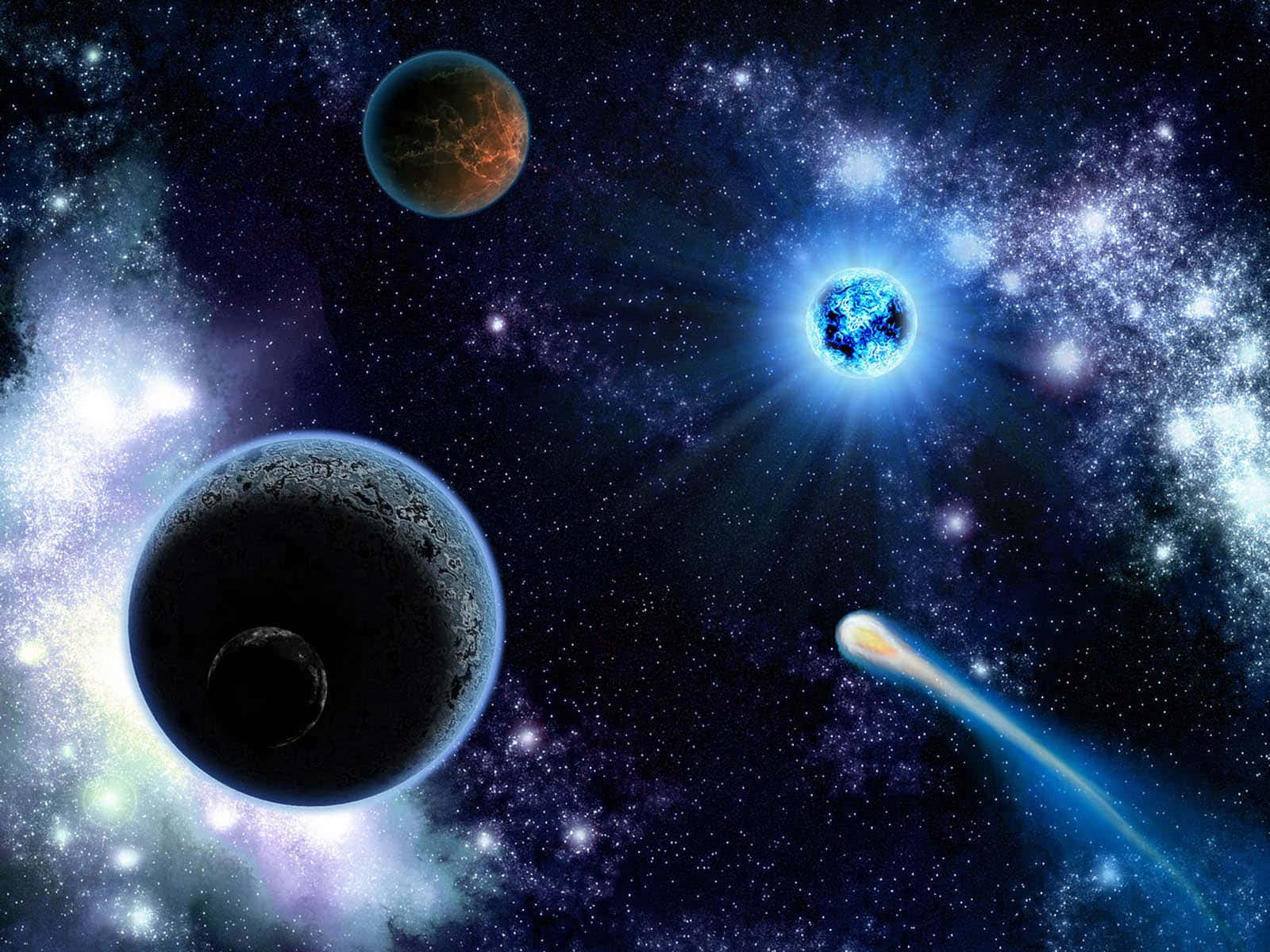 Smuk udsigt over det ydre rum med stjernespækkede galakser på nattehimlen Wallpapers
