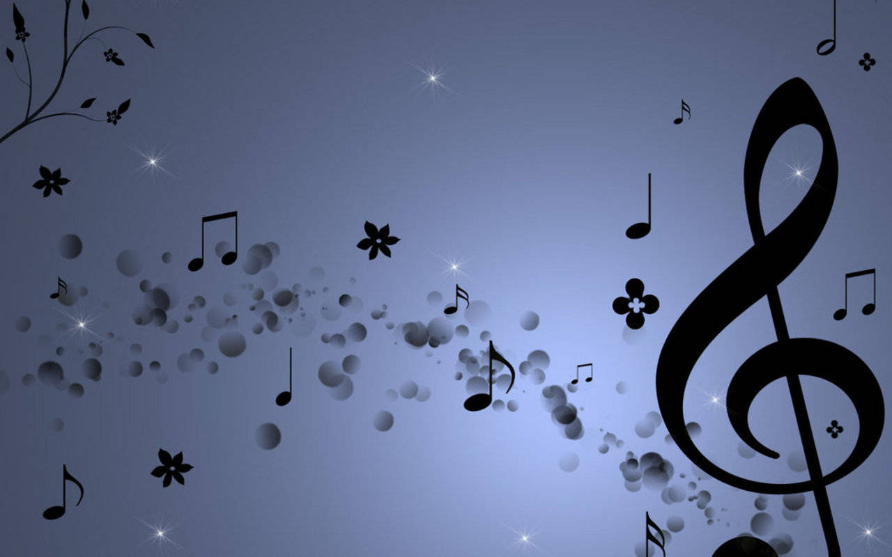 Smukke musikblomster og noder Wallpapers