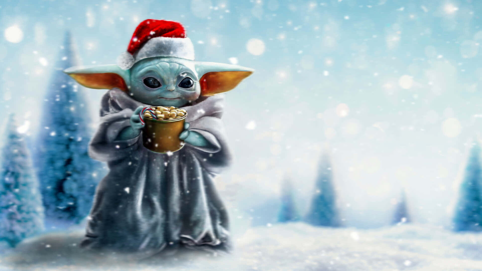 Snefyldt Baby Yoda Jul Wallpapers