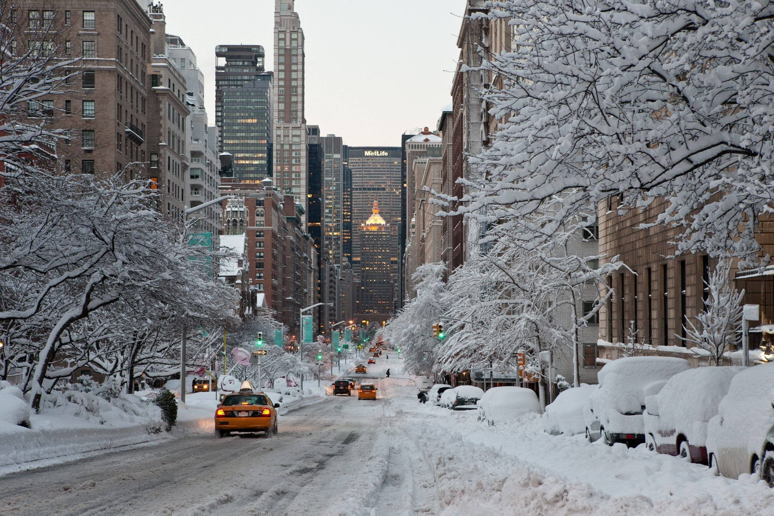 Sneklædt New York Vinteræstetik Wallpapers