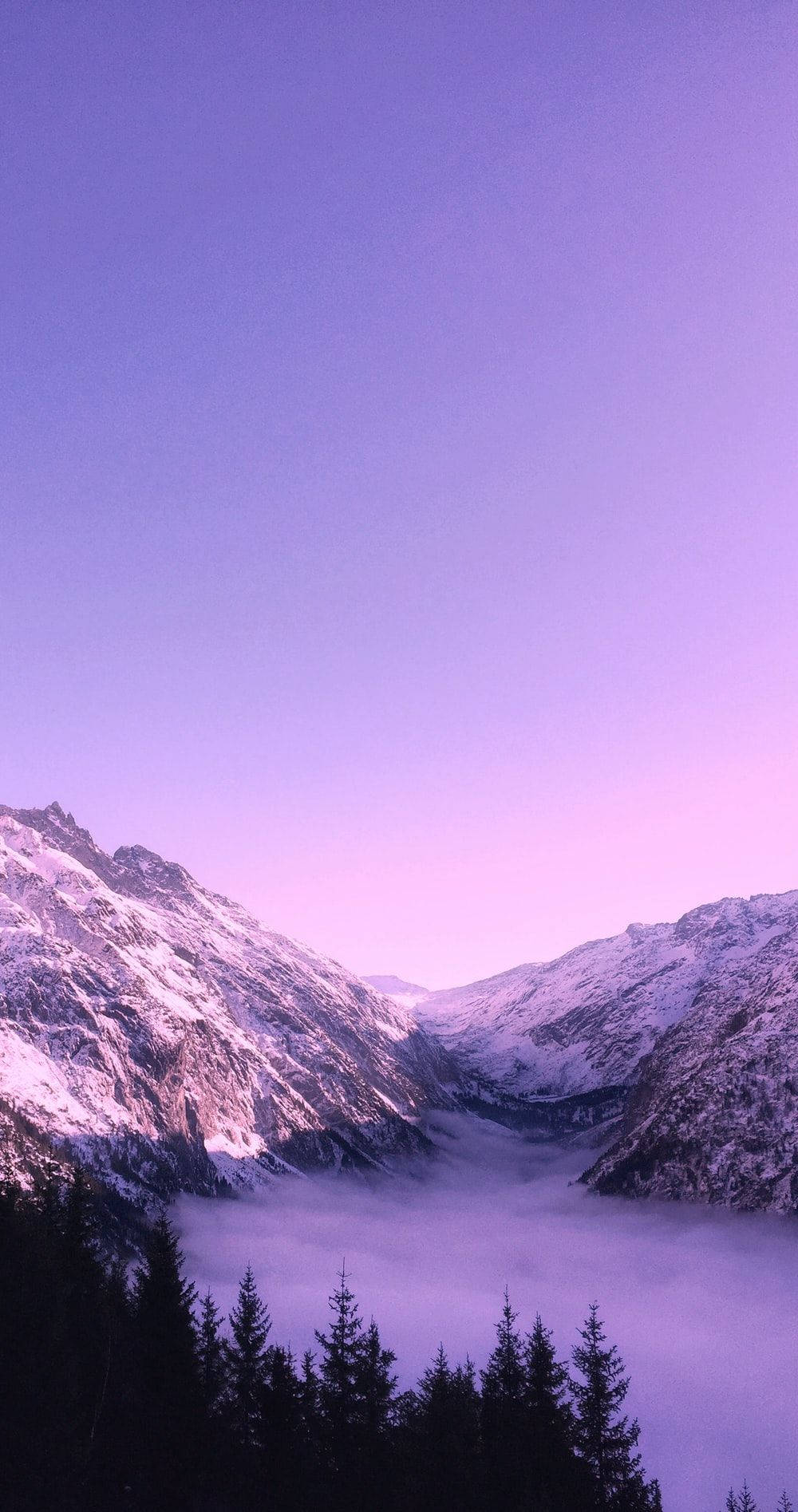 Sneklædte bjerge pastel lilla Tumblr Wallpapers