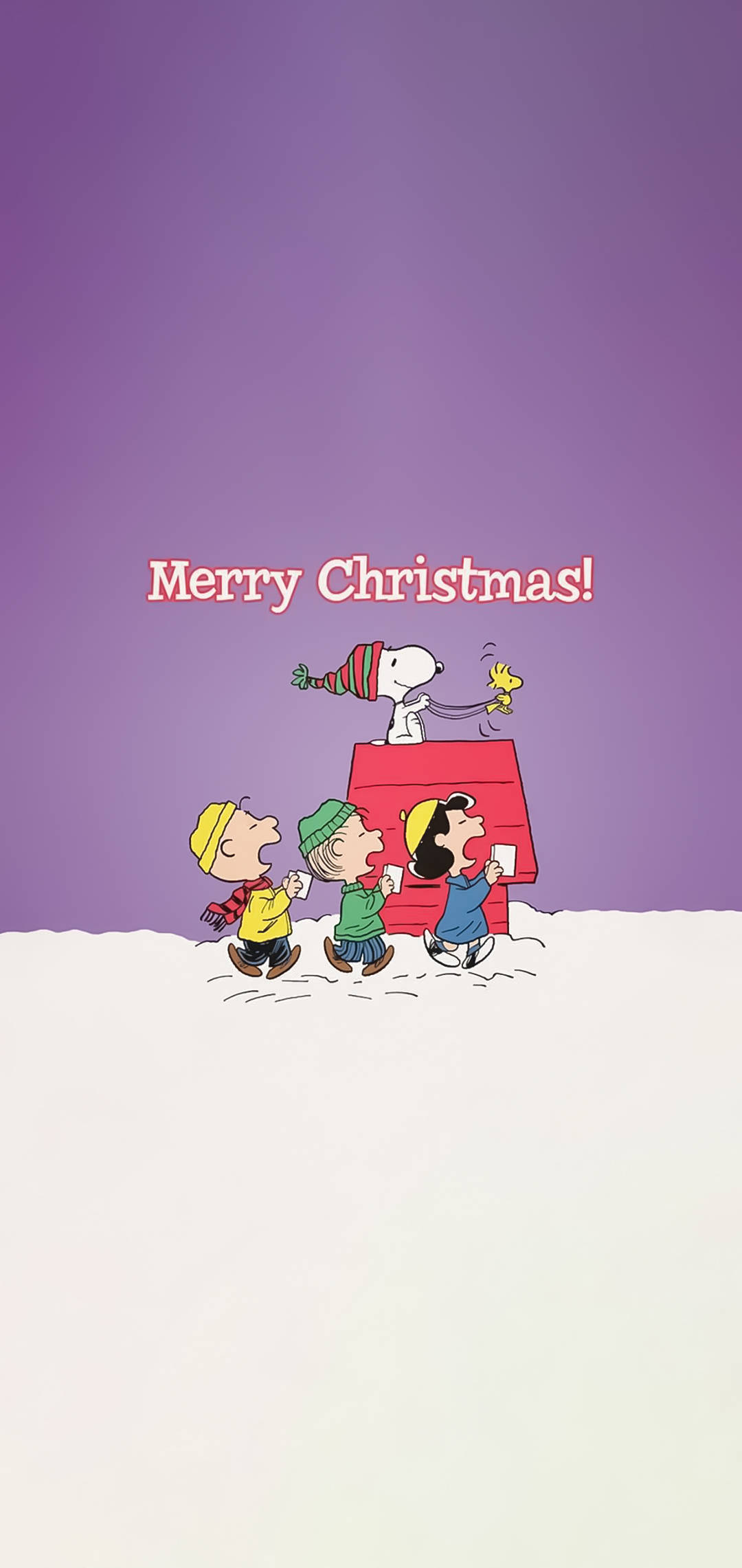 Snoopy går tur i julen iPhone Wallpapers