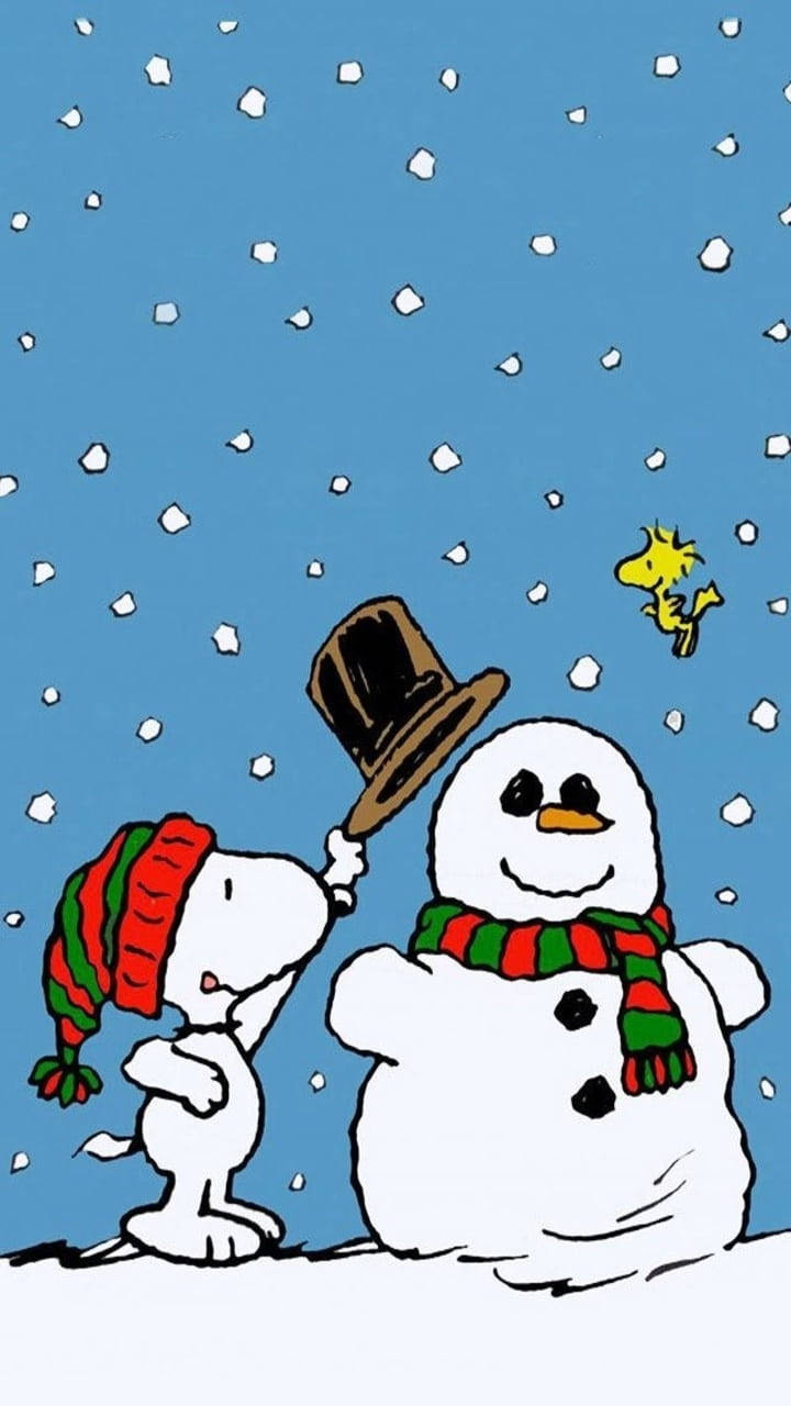 Snoopy julehat på snemand Wallpapers