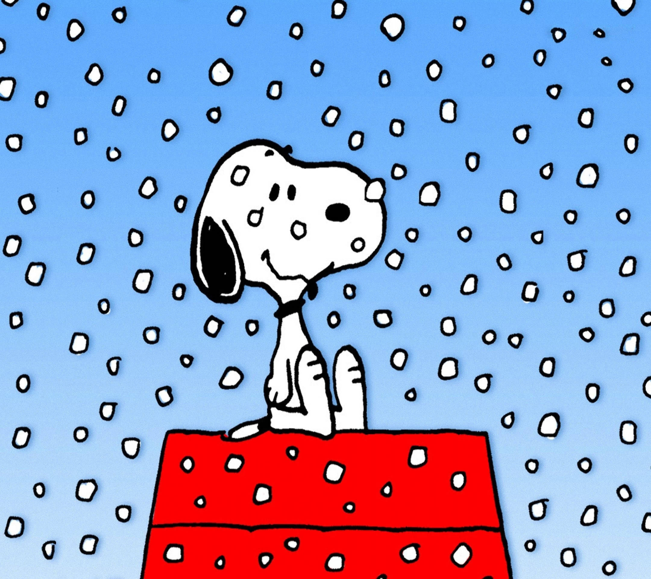 Snoopy Julehus i Sne Wallpapers