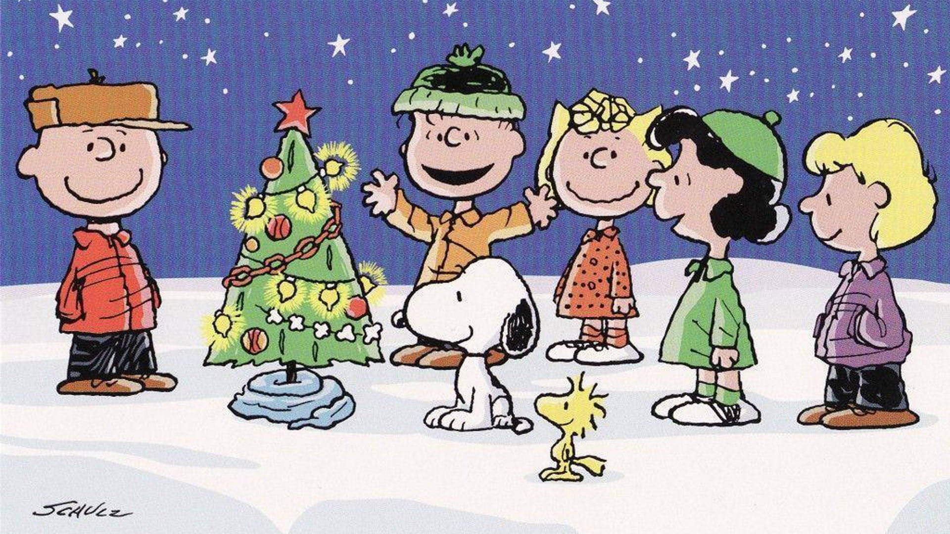 Snoopy julepyntet træ Wallpapers