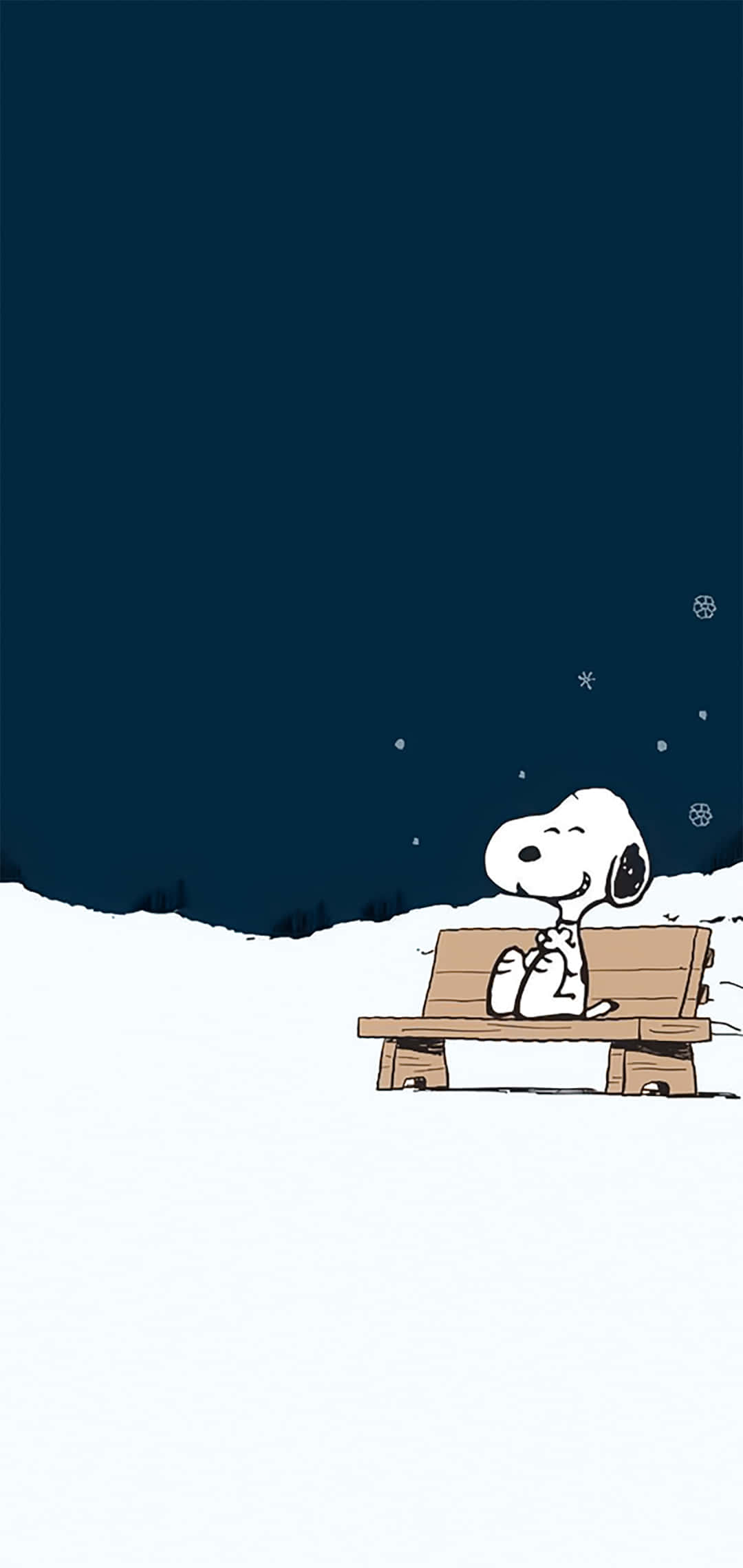 Snoopy på en bænk Peanuts jul Wallpapers