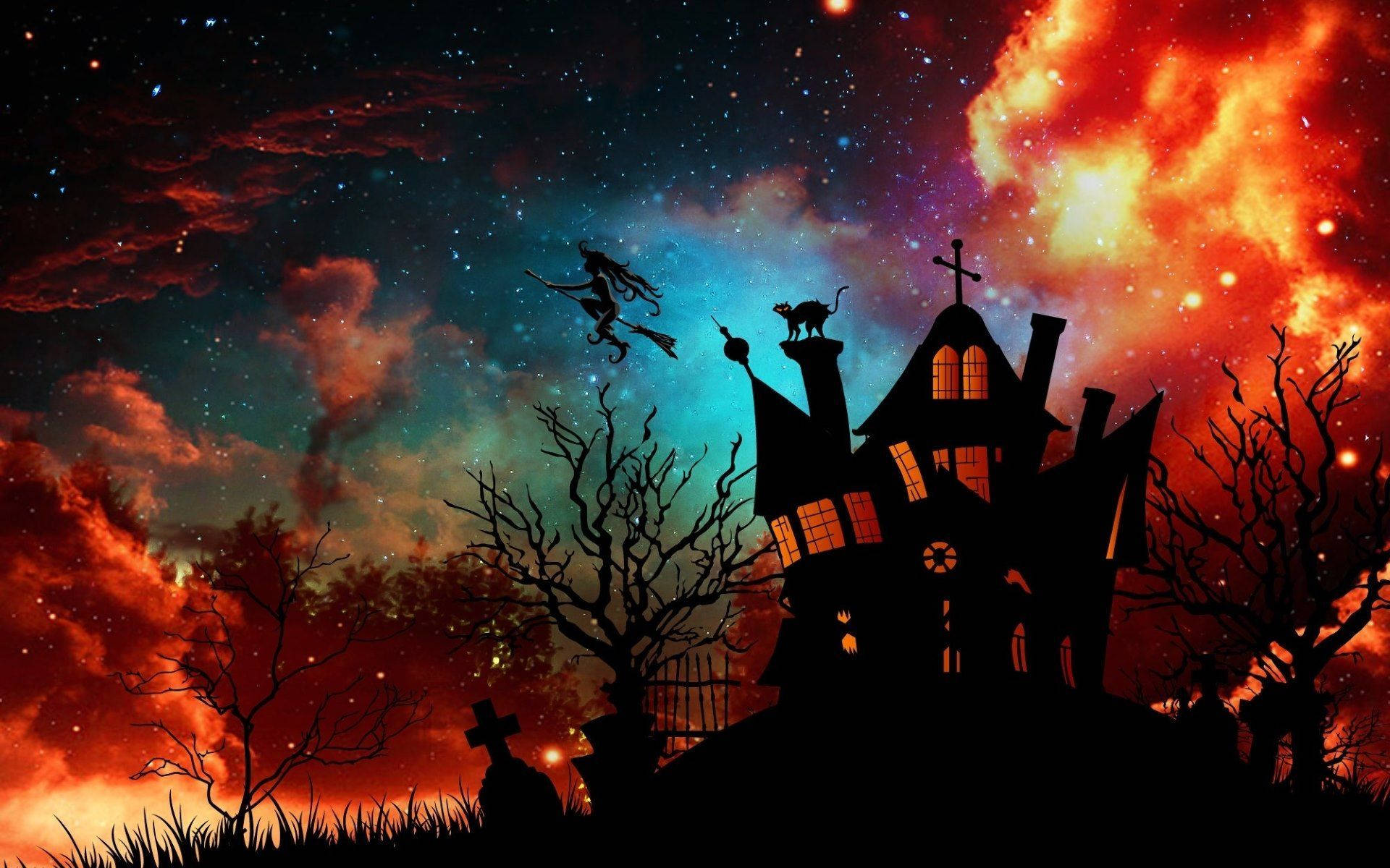 Sød æstetisk Halloween-heksehus Wallpapers