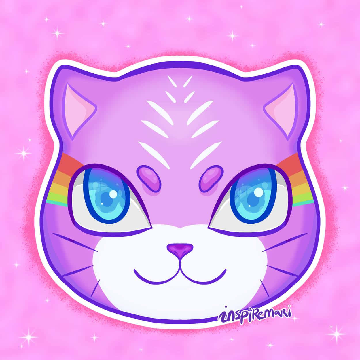 Sød anime kat, der tager en lur Wallpapers